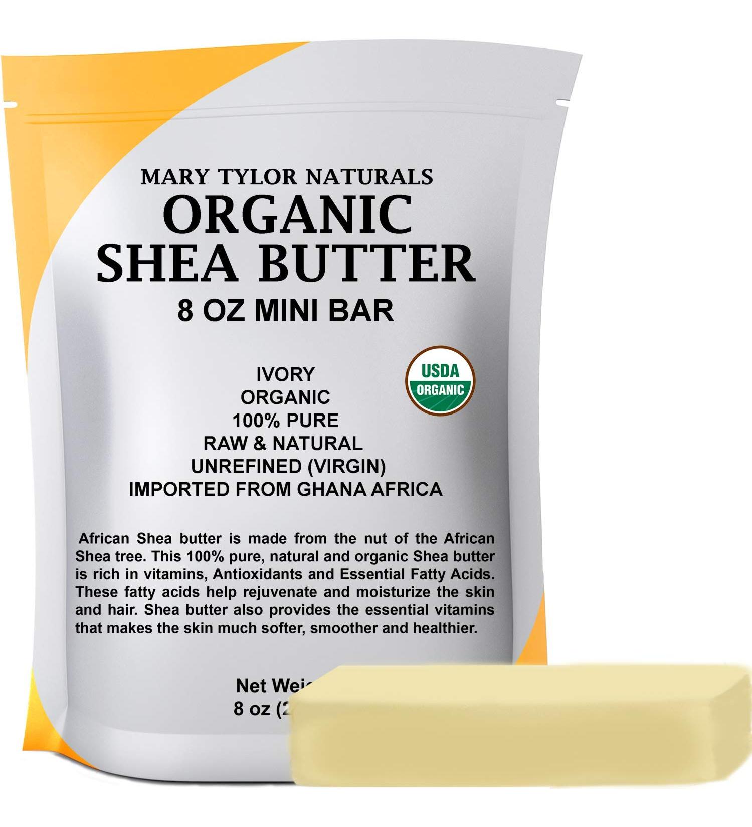 Mary Tylor Naturals Organic Shea Butter 8 oz - USDA Certified Raw & Unrefined from Ghana - Ideal for Hair Skin Nails & DIY Projects - Buy Online on GoSupps.com