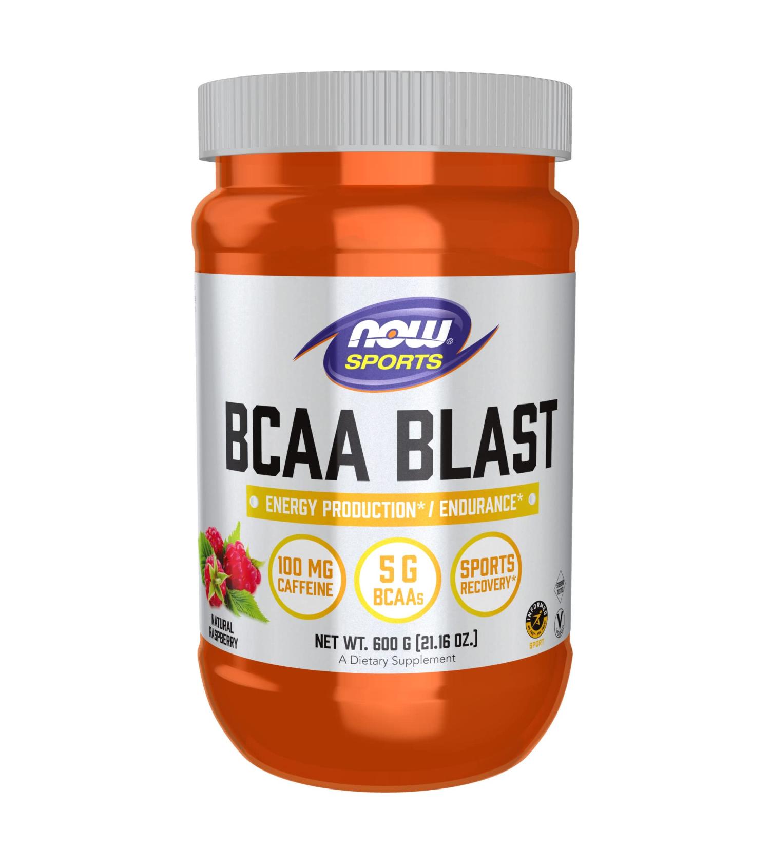 Now Foods Sports BCAA Blast Natural Raspberry - 600g | Boost Recovery & Performance - Buy Online on GoSupps.com