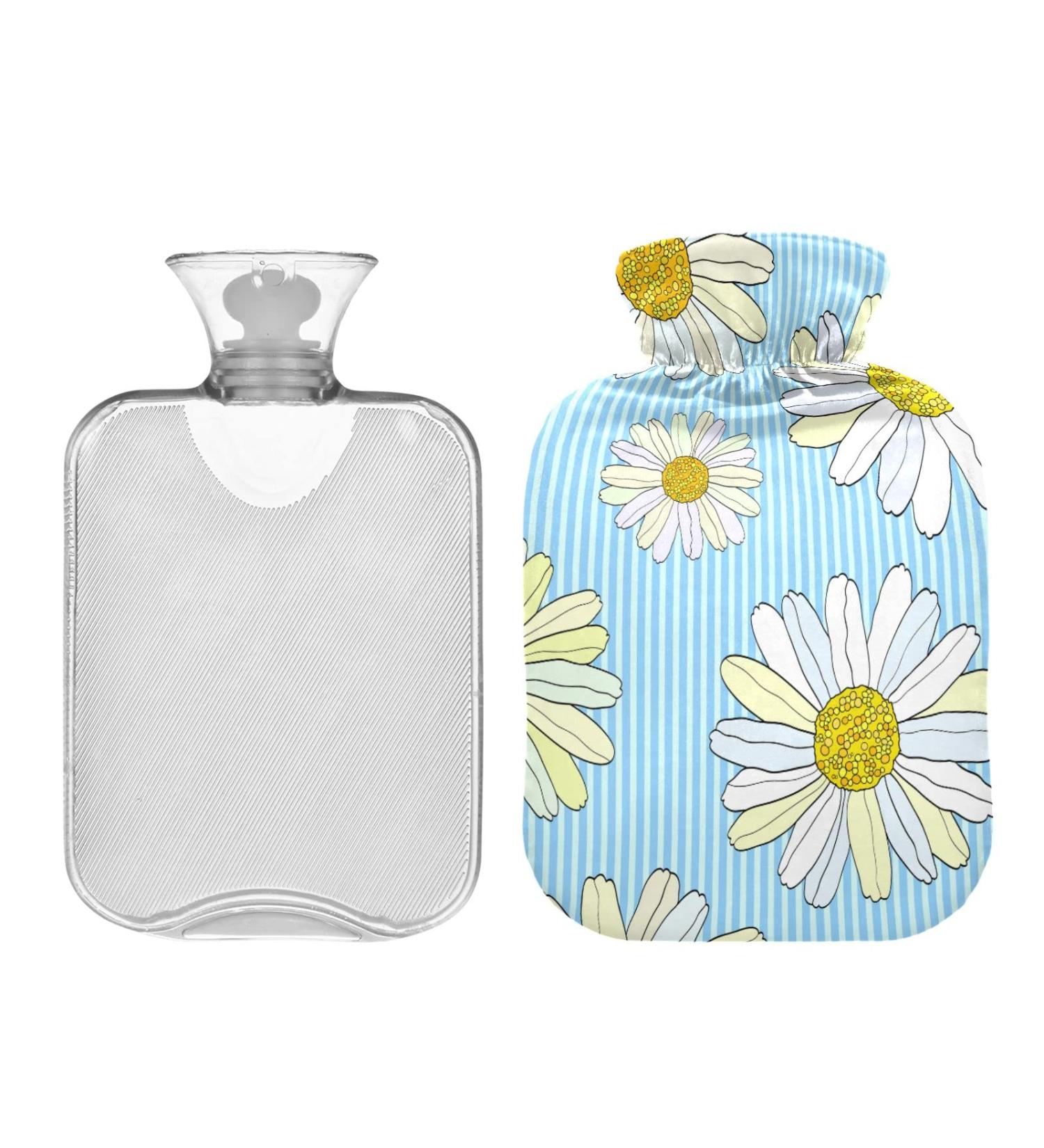 Mnsruu 2L Hot Water Bottle with Soft Daisy Flower Cover - Perfect Christmas Gift for Women & Kids - Buy Online on GoSupps.com