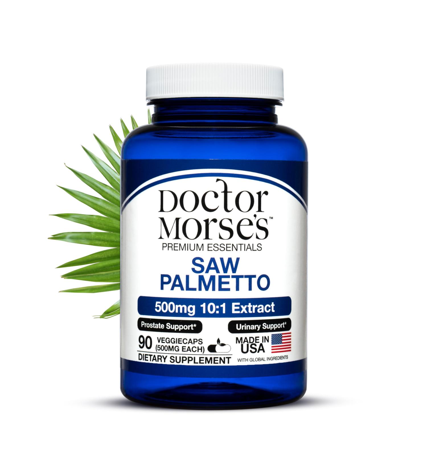 Doctor Morse's Saw Palmetto 10:1 Extract 500mg Equivalent to 5000mg, Prostate Health Support Supplements for Men & Women - FDA-Registered, NSF-Certified Facility - Extra Strength Formula - 90 Caps - Buy Online on GoSupps.com