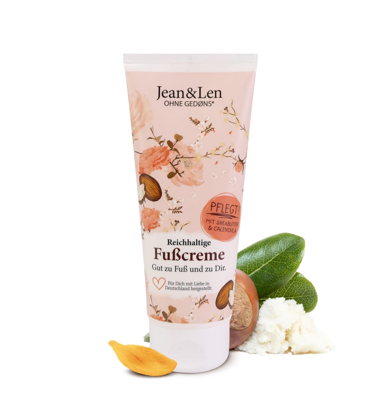 Jean & Len Shea Butter and Calendula Foot Cream for Dry and Fragiled Skin Intense Care Makes Feet Supple Rosemary and Ginger Scent Paraben and Silicone-Free Vegan 100 ml - Buy Online on GoSupps.com