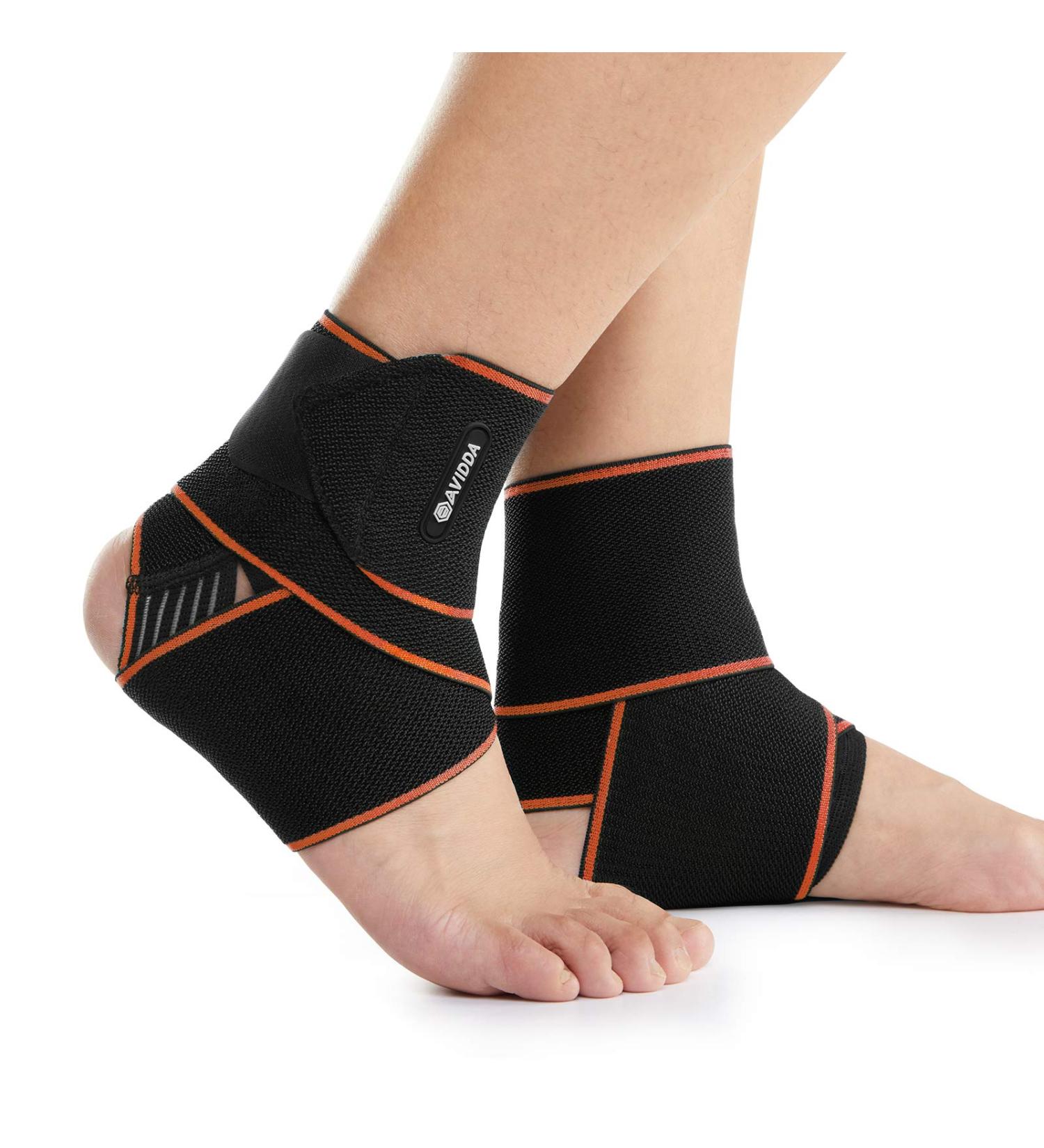 AVIDDA Ankle Support 2 Pack Adjustable Ankle Brace for Sports Elastic Compression Ankle Strap for Sprained Ankle Achilles Tendon Running Orange - Buy Online on GoSupps.com