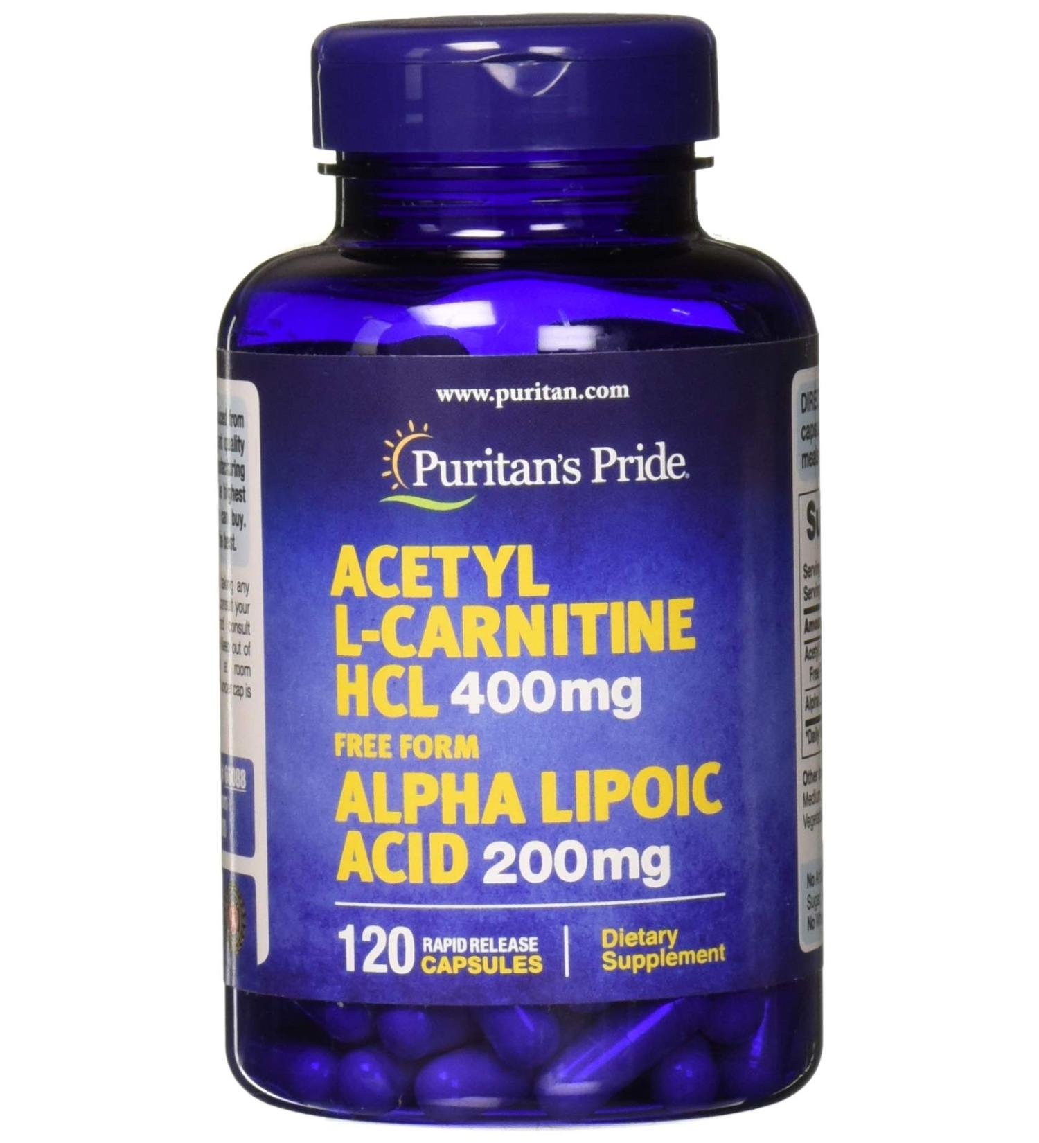 Puritan's Pride Acetyl L-Carnitine Free Form 120 Count - Premium Quality Supplement - Buy Online on GoSupps.com