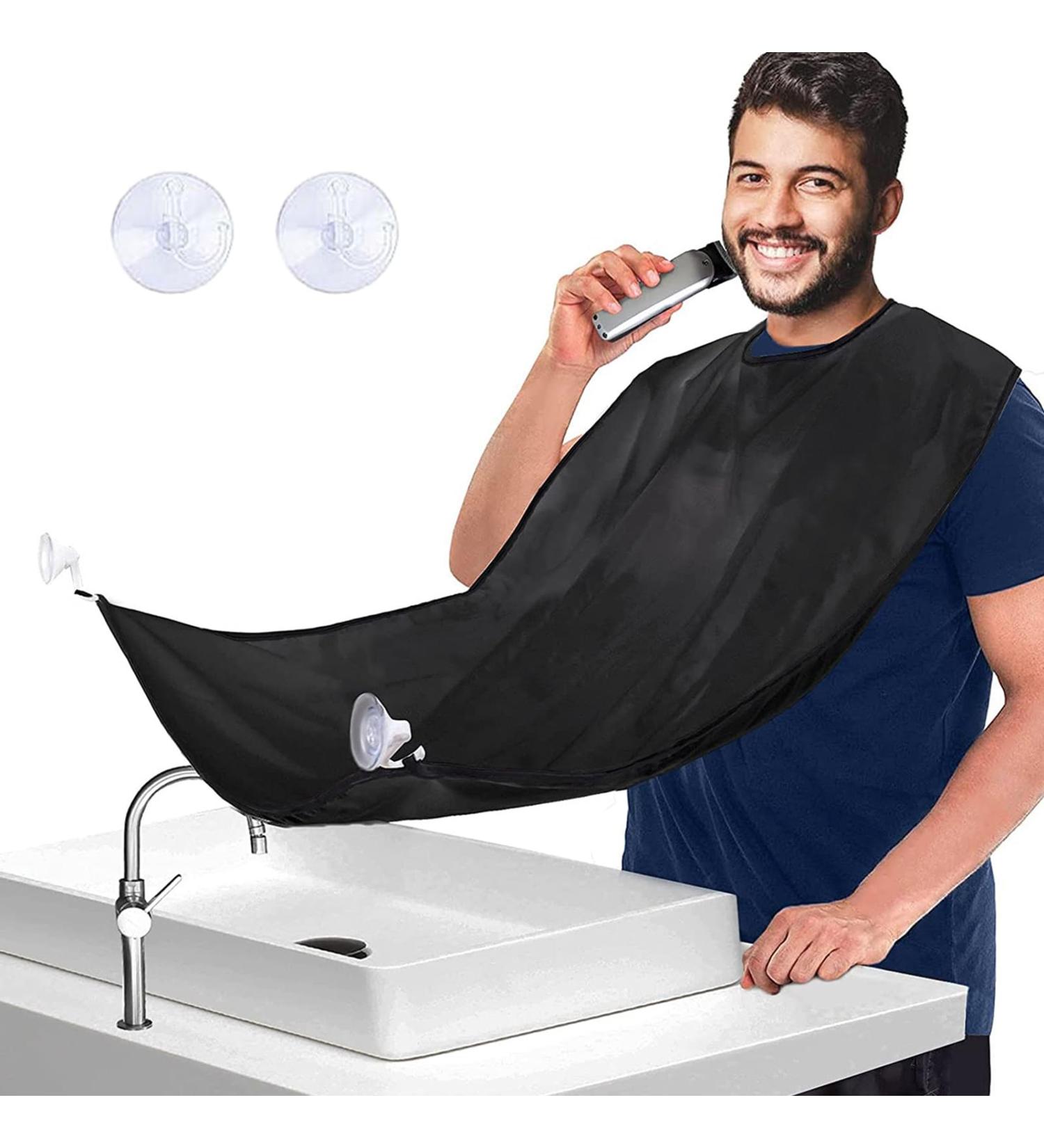 Menfeng Hair & Beard Bib - Beard Hair Catcher for Sink with Two Hooks | Family's Beard Apron for Shaving & Hair Clippings | Keep Hair Off Clothes and Floor - Black - Buy Online on GoSupps.com