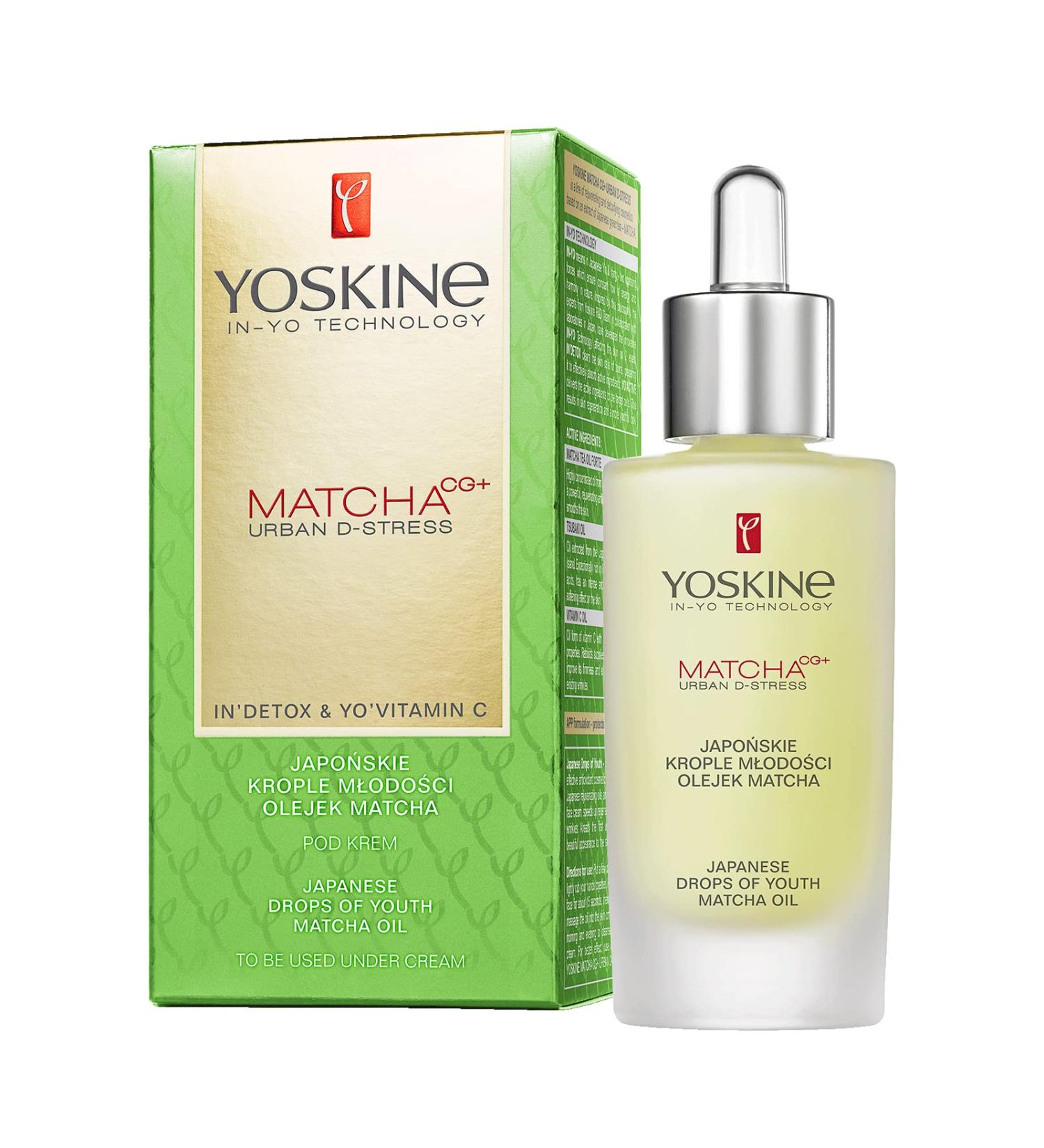 Yoskine Matcha Urban D-Stress Japanese Youth Drops - Matcha Oil vitamin c serum facial care Japanese Matcha Tea Oil - Buy Online on GoSupps.com