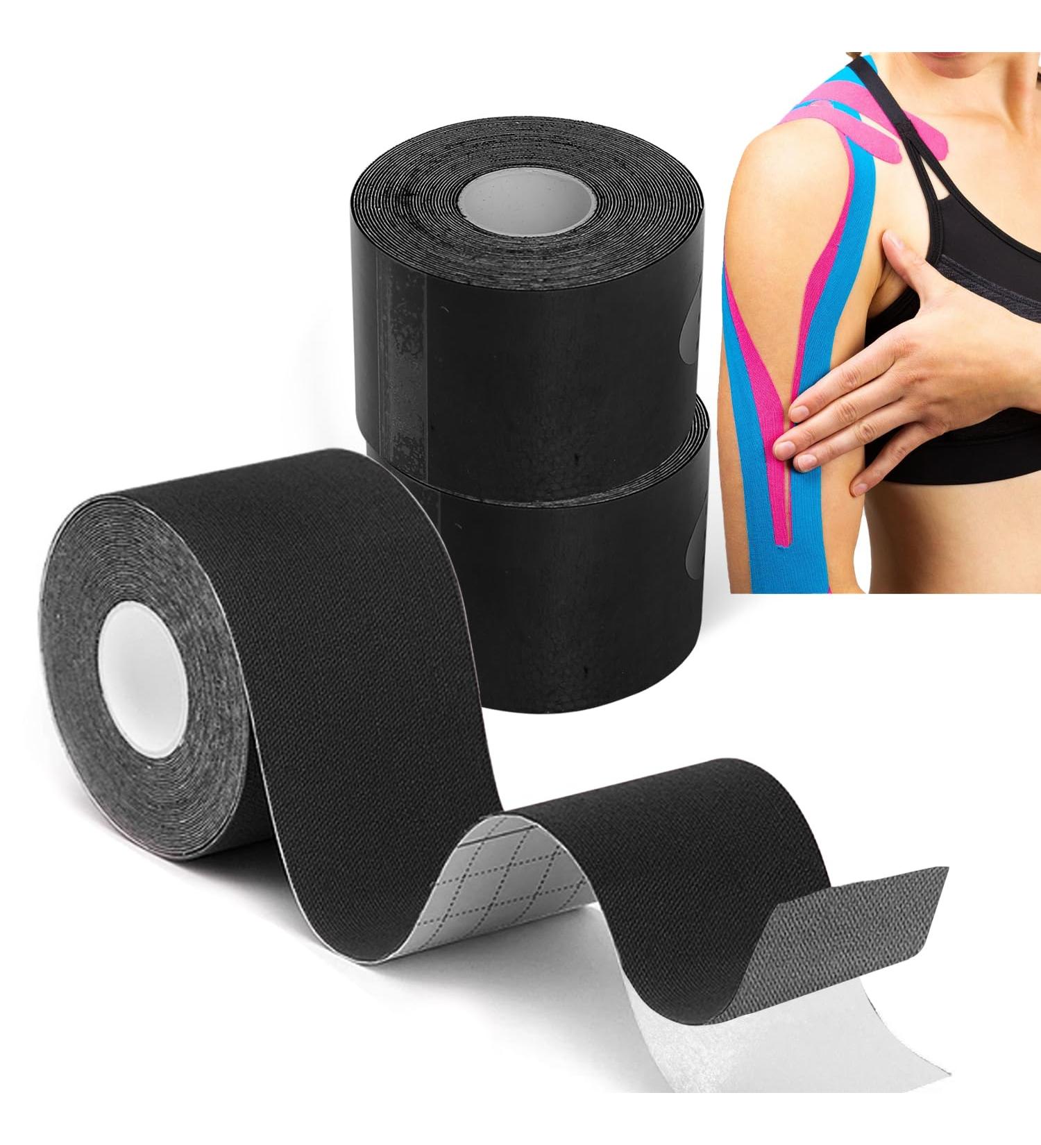 Kinesiology Tape 3Roll*5m of Elastic Muscle Support Tape Rock Tape Stickiness Lasts 5-7 Days for Exercise Sports & Injury Recovery Body Tape Boob Tape Physio Tape Trans Tape Athletic Tape 3roll*black - Buy Online on GoSupps.com