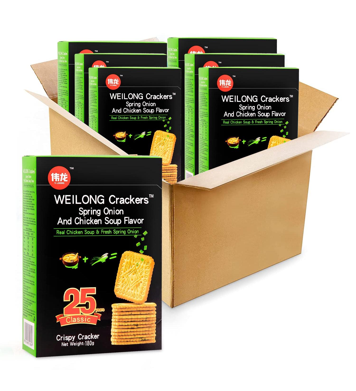 V-LOONG Green Onion & Chicken Soup Crackers | Individually Wrapped Thin Cookies | 6.35OZ Box (6 Pack) - Buy Online on GoSupps.com