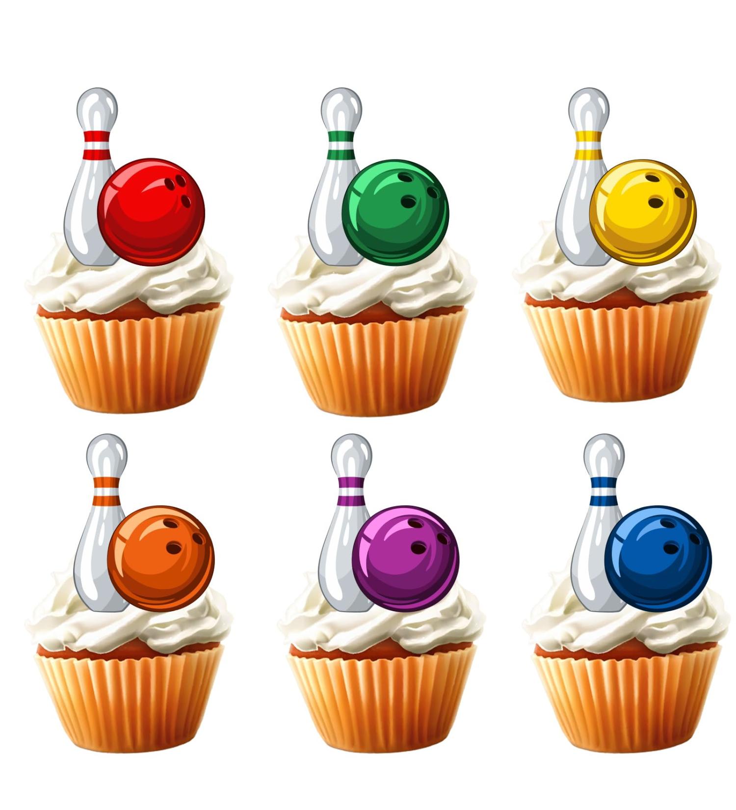 18pcs Bowling Cupcake Toppers for Boys Girls Adults Happy Birthday Bowling Party Decorations Supplies Sport Ball Bowling Cake Decorations - Buy Online on GoSupps.com