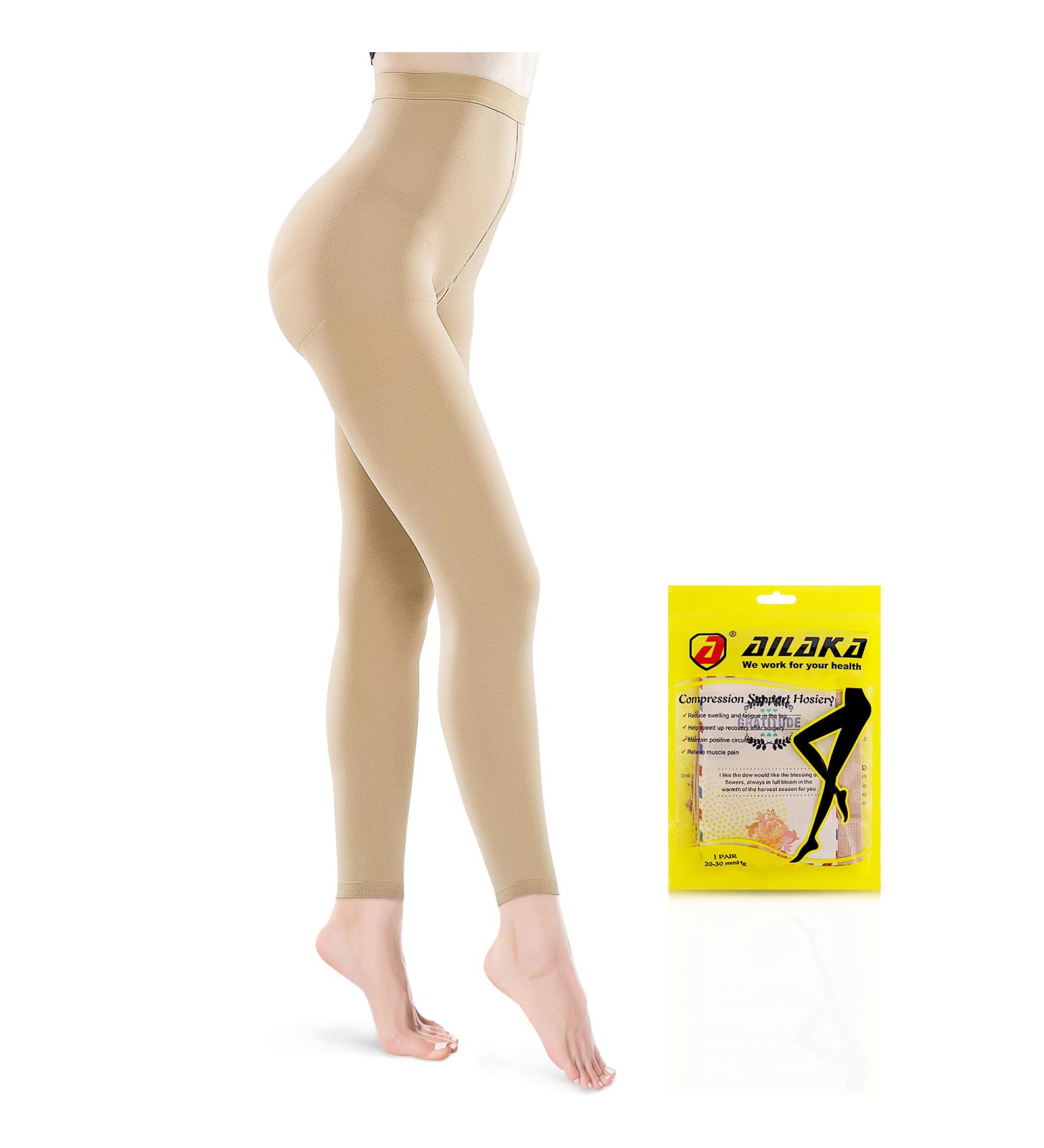 Ailaka Graduated Compression Pantyhose 20-30mmHg - High Waist Support Stockings for Varicose Veins & Edema - X-Large Beige (1 Pair) - Buy Online on GoSupps.com