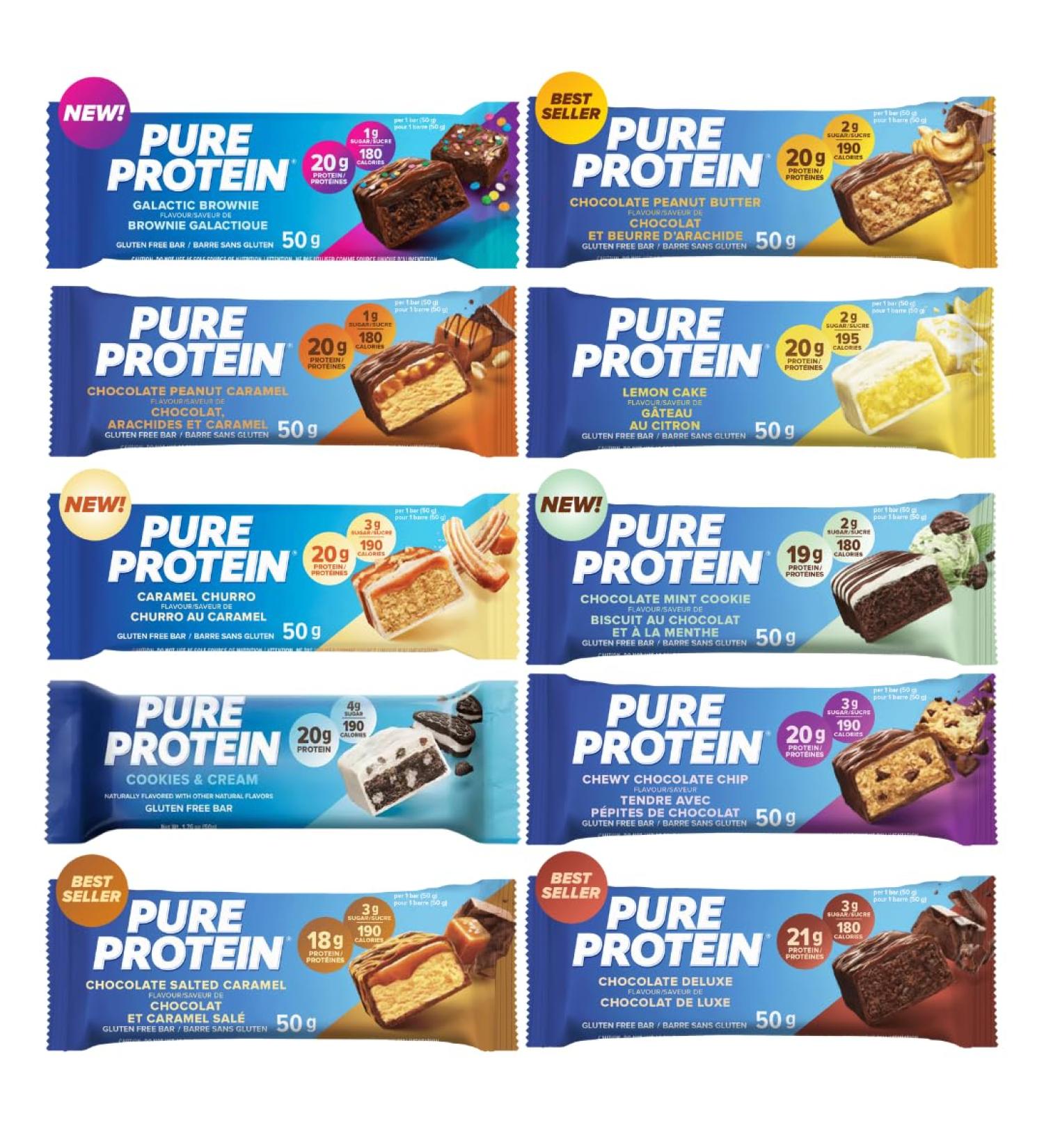 Pure Protein Bars Variety Pack | 10 flavors | High Protein Nutritious Snacks to Support Energy Low Sugar Gluten free. (Bundled for you by Mix it up) - Buy Online on GoSupps.com