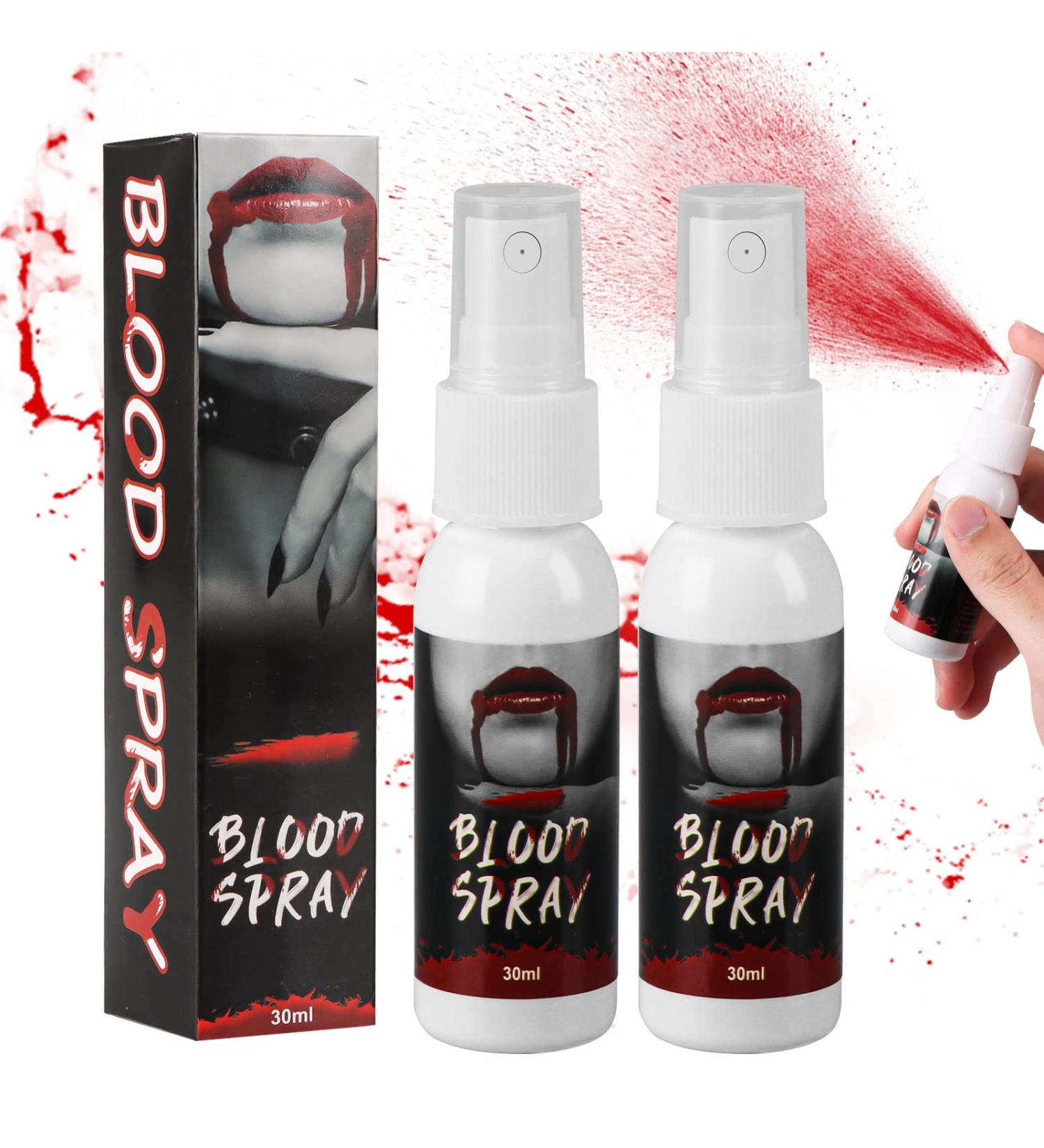 2 Pcs Fake Blood Spray - Halloween Blood Splatter Makeup for Clothes - Realistic Zombie & Vampire Costume Cosplay - 2 x 30ml Red - Buy Online on GoSupps.com