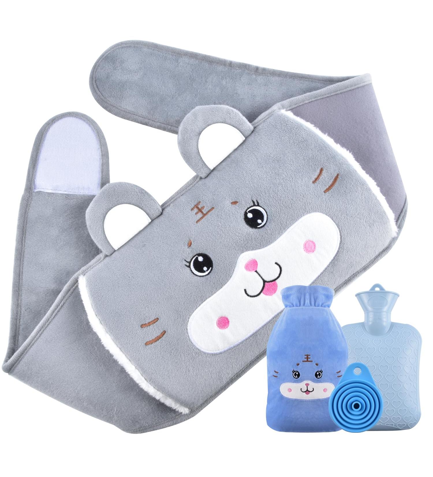 Rubber Hot Water Bottle with Soft Waist Cover - Pain Relief for Neck, Back, Shoulders, Legs - Tiger Design - Buy Online on GoSupps.com