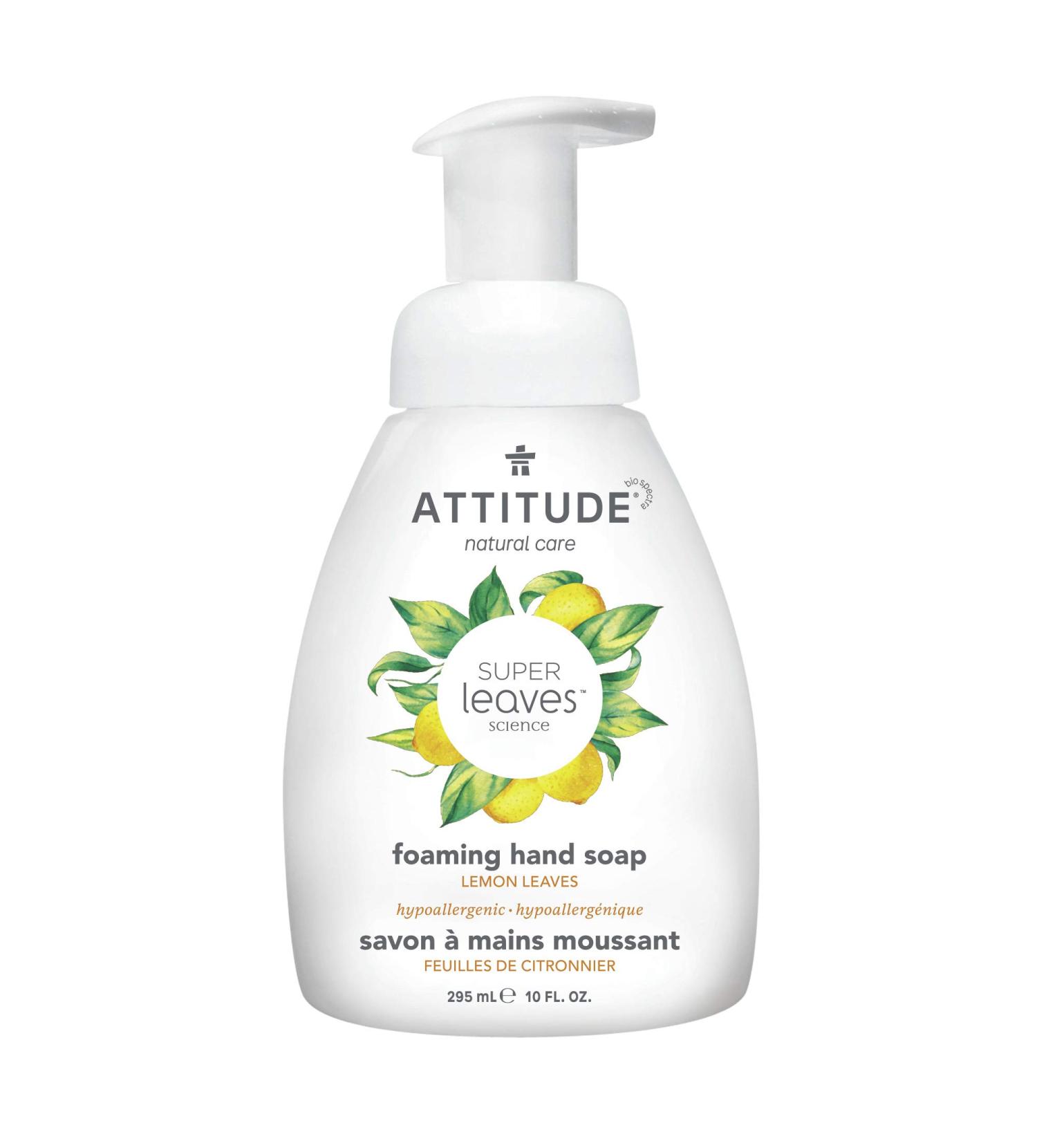 ATTITUDE Foaming Hand Soap 10 Fl Oz - Vegan & Cruelty-Free, Lemon Leaves Scent - Buy Online on GoSupps.com