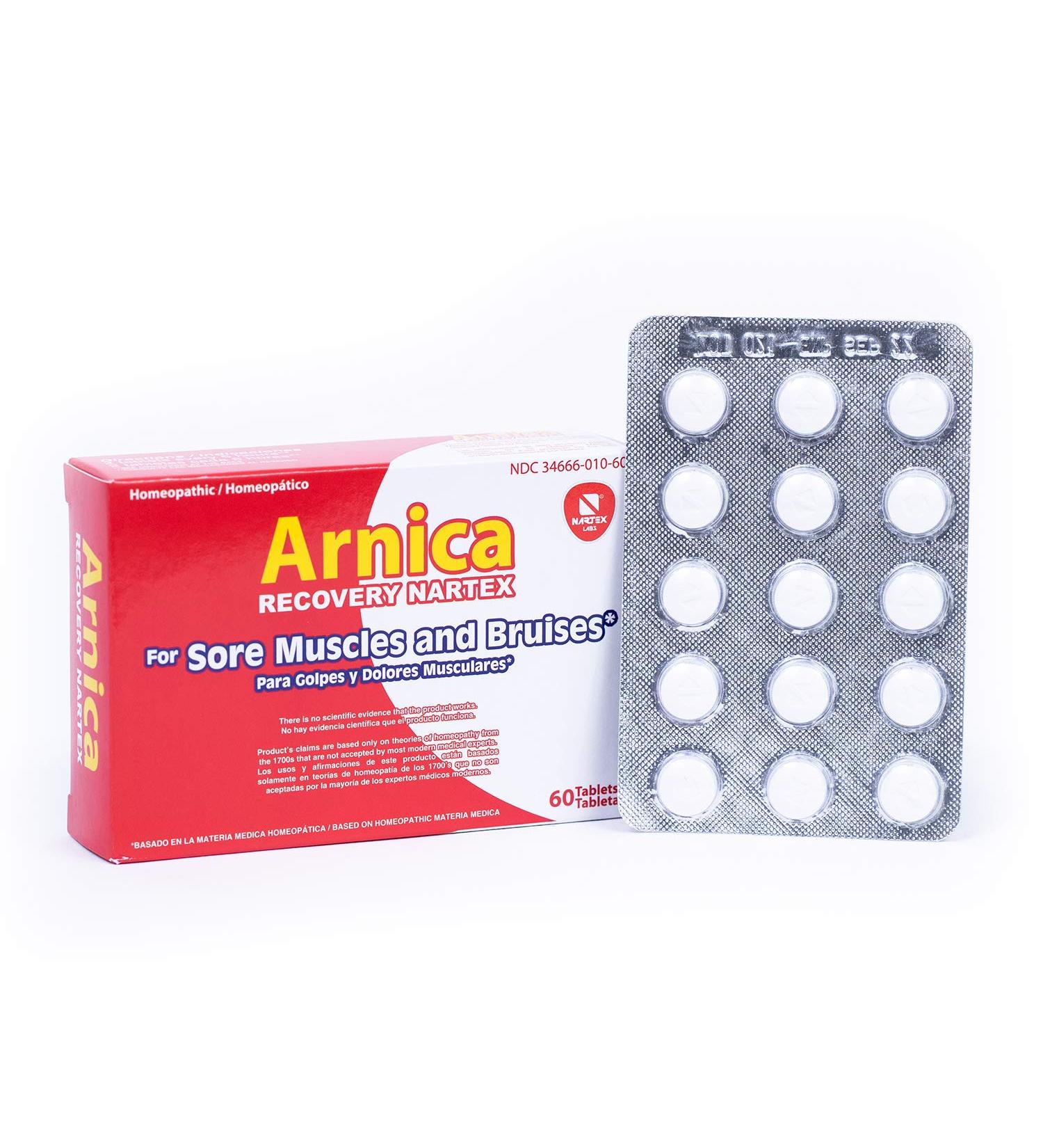 Nartex Arnica Recovery Tablets - 60 Count | Natural Relief for Sore Muscles, Bruises & Sprains - Buy Online on GoSupps.com