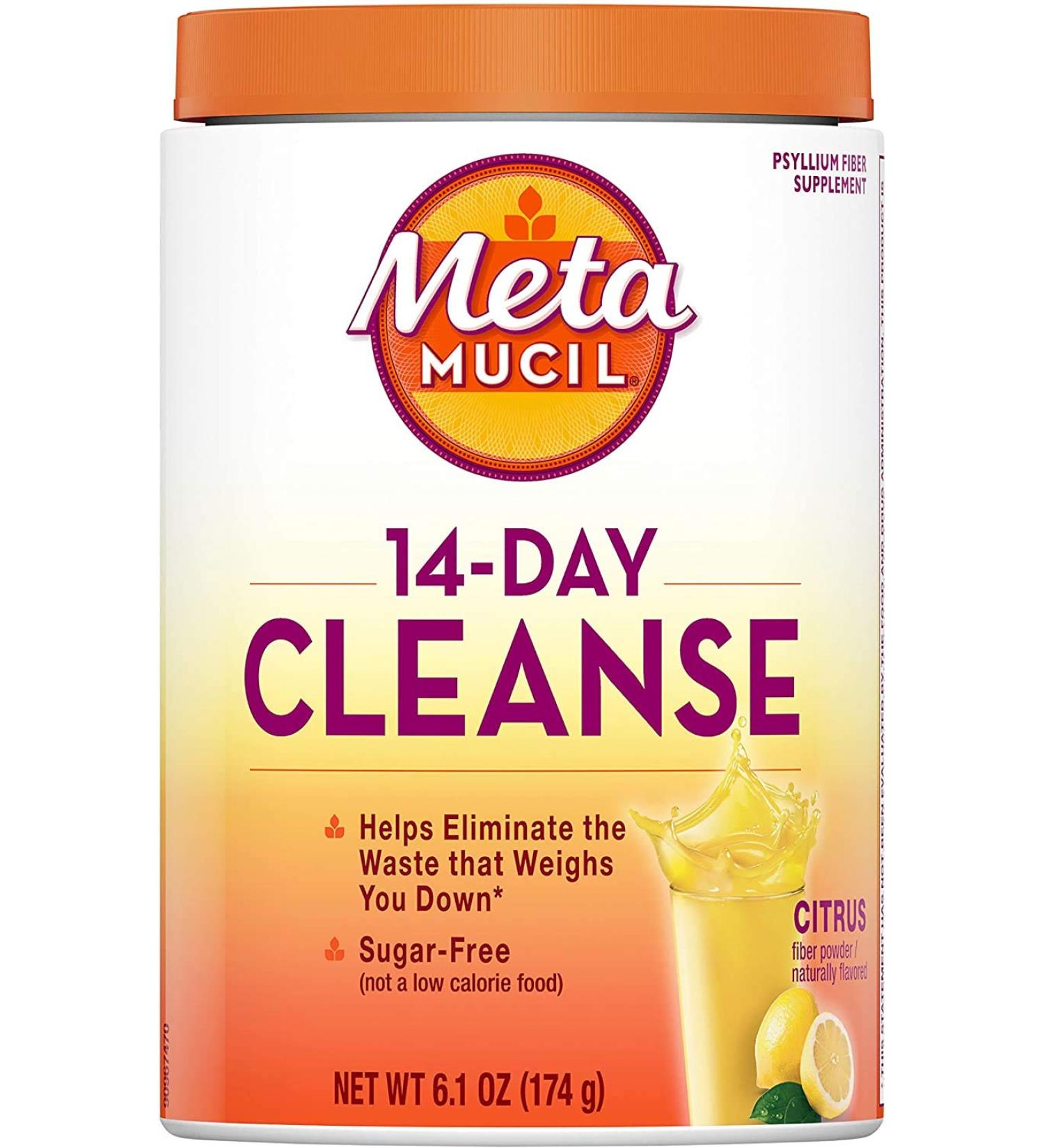 Metamucil 14-Day Cleanse - Sugar-Free Psyllium Husk Fiber Supplement - Citrus (30 Servings) - Buy Online on GoSupps.com