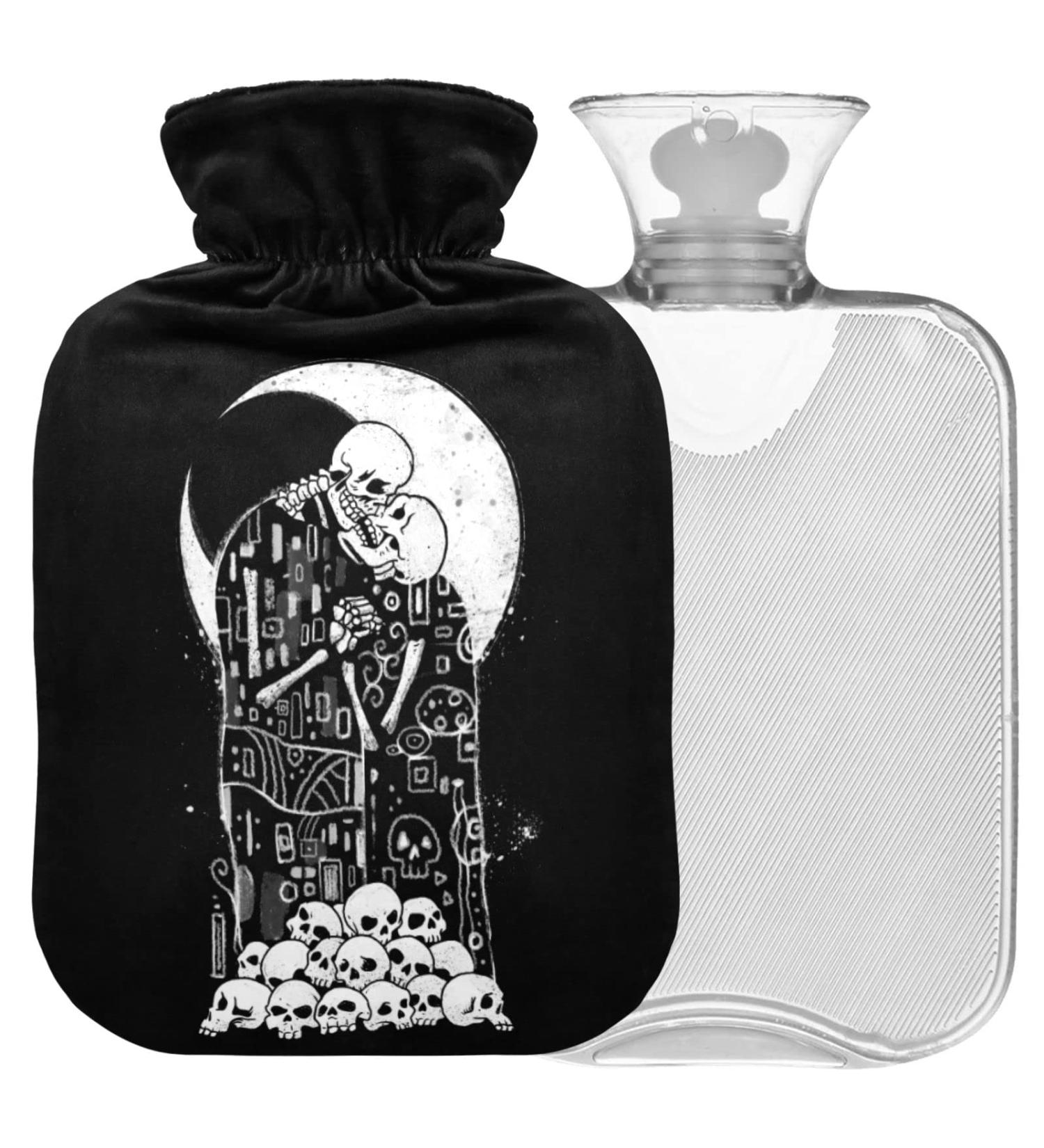 Naanle Kiss of Death Skull Hot Water Bottle - 2L Transparent Heating Bag for Pain Relief & Cold Therapy - Buy Online on GoSupps.com