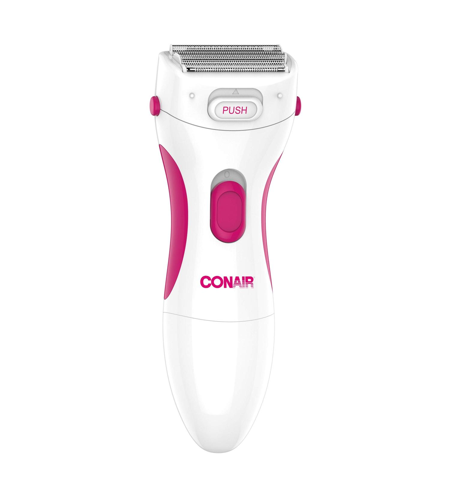 Conair Cordless Electric Dual Foil Shaver & Trimmer for Women - Body and Facial Hair Removal for Face, Ear/Nose, Eyebrows, Legs, and Bikini Lines - White/Pink - Buy Online on GoSupps.com