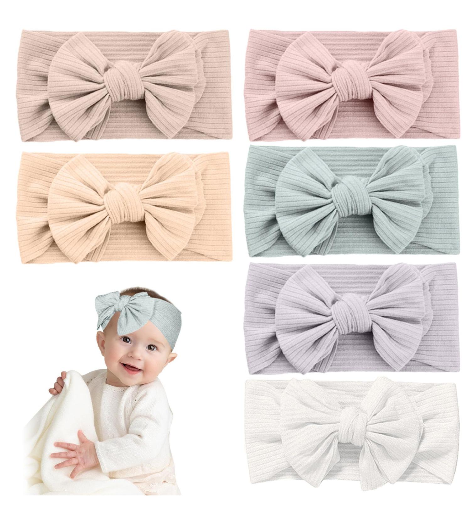 ZOCONE 6 Pack Baby Hairbands - Soft Nylon Headbands for Newborns & Toddlers - Multicolor Elastic Bows & Turbans for Girls - Buy Online on GoSupps.com