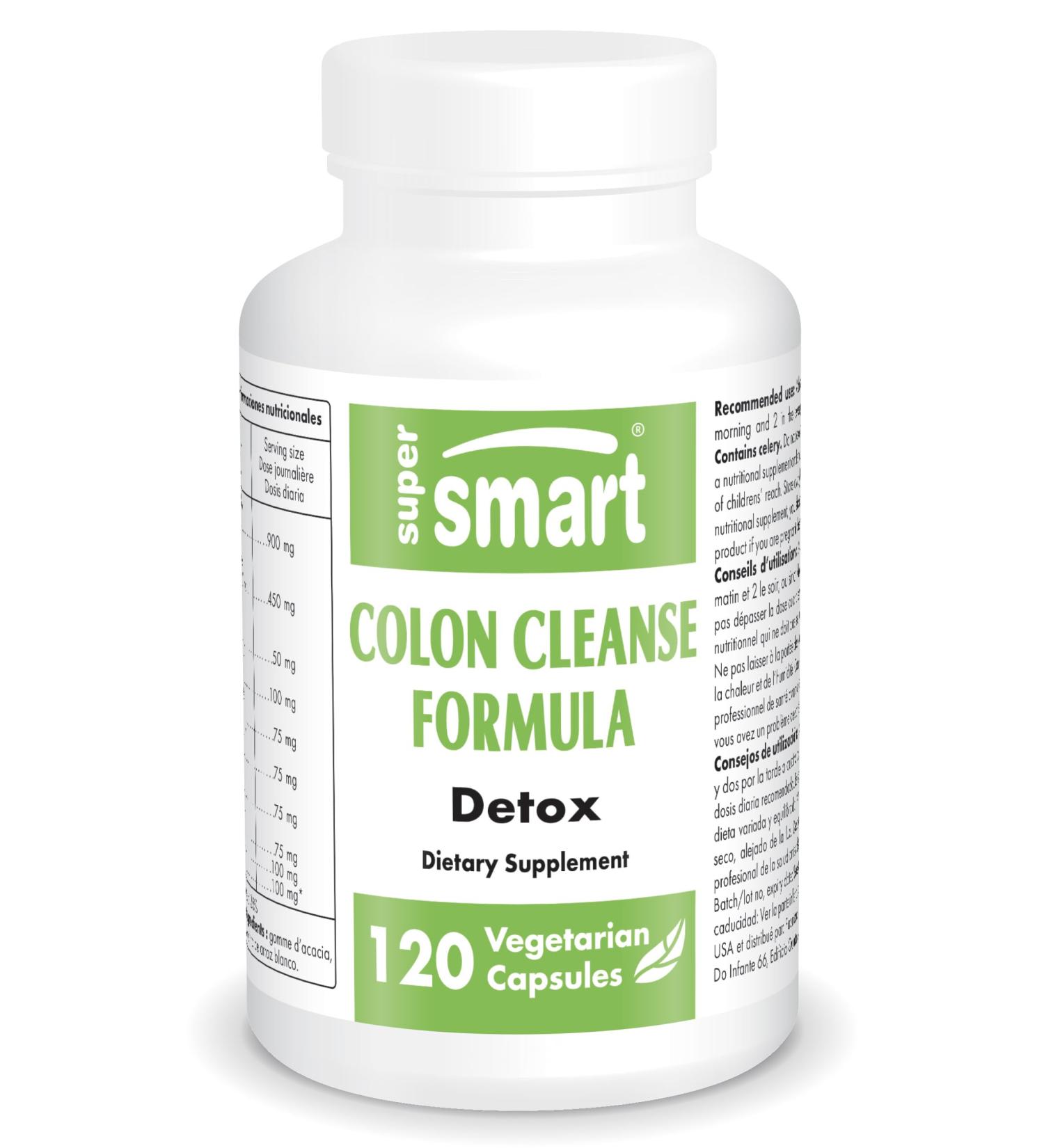 Supersmart Colon Cleanse Formula with Psyllium Husk & Senna Extract - 120 Capsules, Non-GMO, Gluten-Free Detox Supplement - Buy Online on GoSupps.com