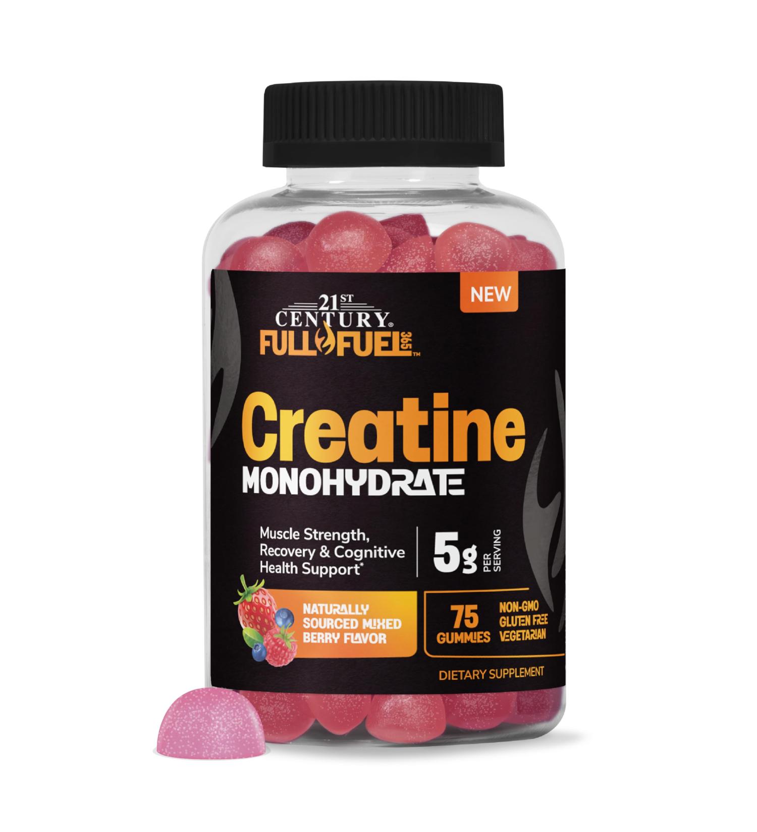 21st Century Full Fuel 365 Creatine Monohydrate Gummies 5g Per Serve Muscle Strength Recovery & Cognitive Support Mixed Berry Flavor 75 Gummies - Buy Online on GoSupps.com