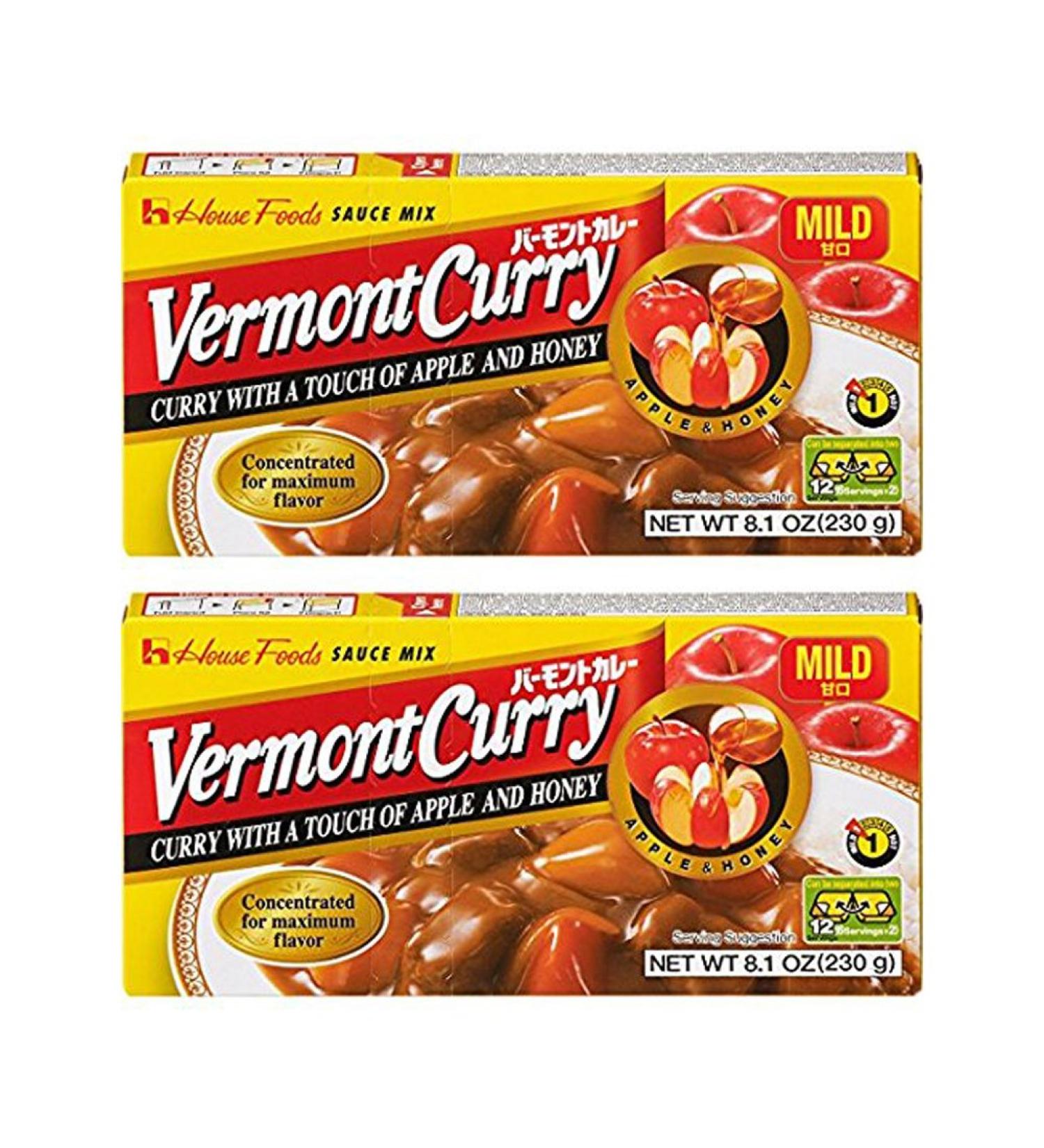 2 Packs  House Foods Vermont Curry Mild 8.11 Oz (230g) 8.11 Ounce (Pack of 2)