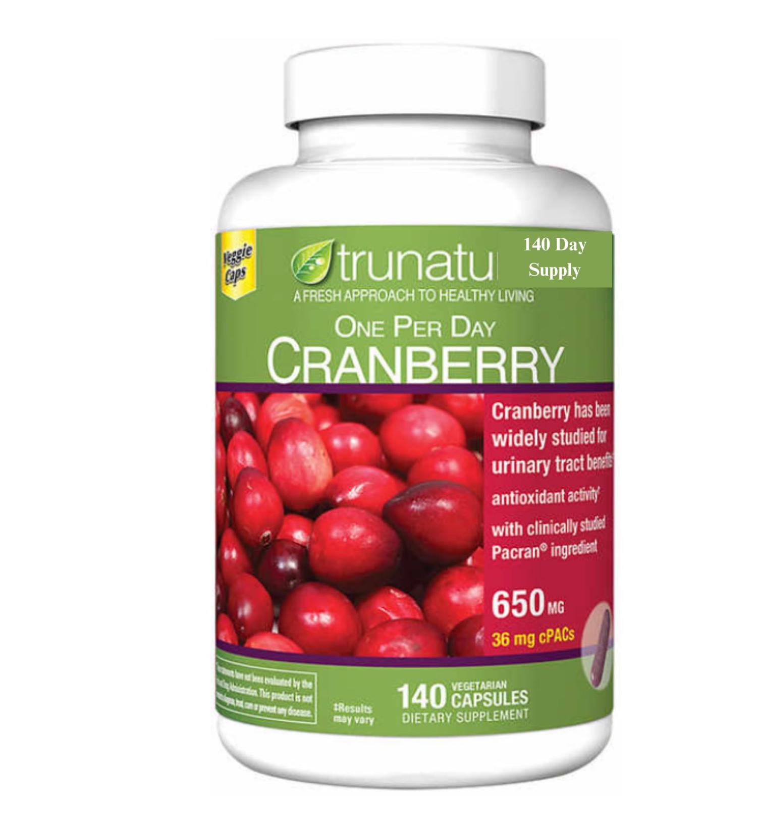 Cranberry 650 mg Compatible with Nature 140 Vegetarian Capsules 140 Day Supply