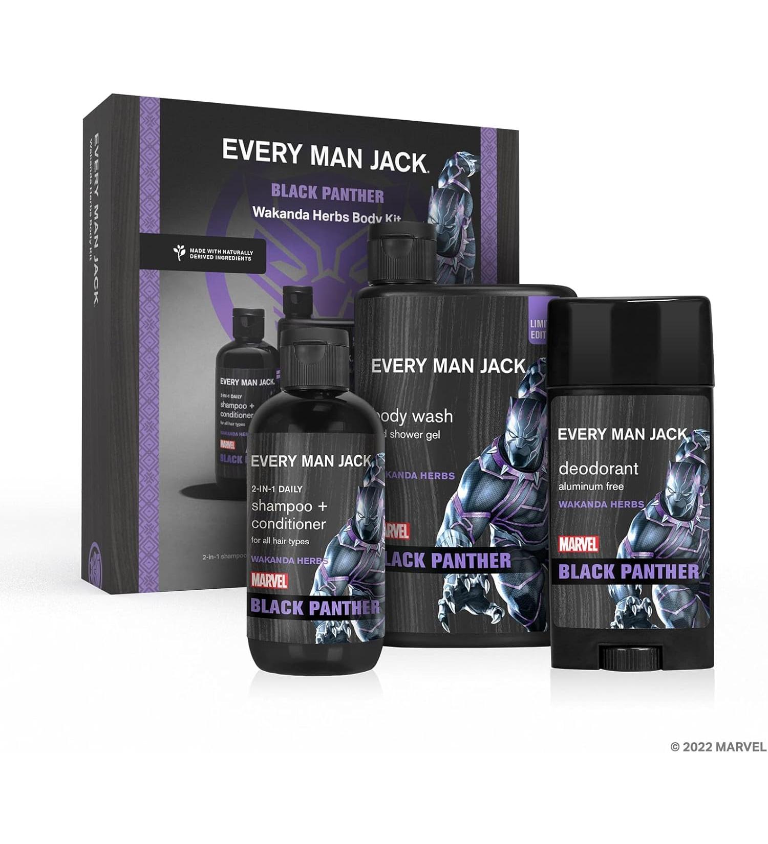 Every Man Jack Black Panther Bath and Body Gift Set for Men | Body Wash Shampoo & Deodorant | Clean Ingredients - Buy Online on GoSupps.com
