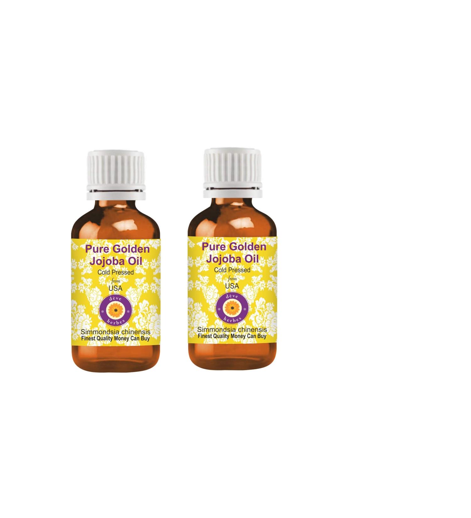 Deve Herbes Pure Golden Jojoba Oil Simmondsia chinensis 100 Natural Therapeutic Grade Cold Pressed for Personal Care Pack of Two 100ml X 2 66 oz - Buy Online on GoSupps.com