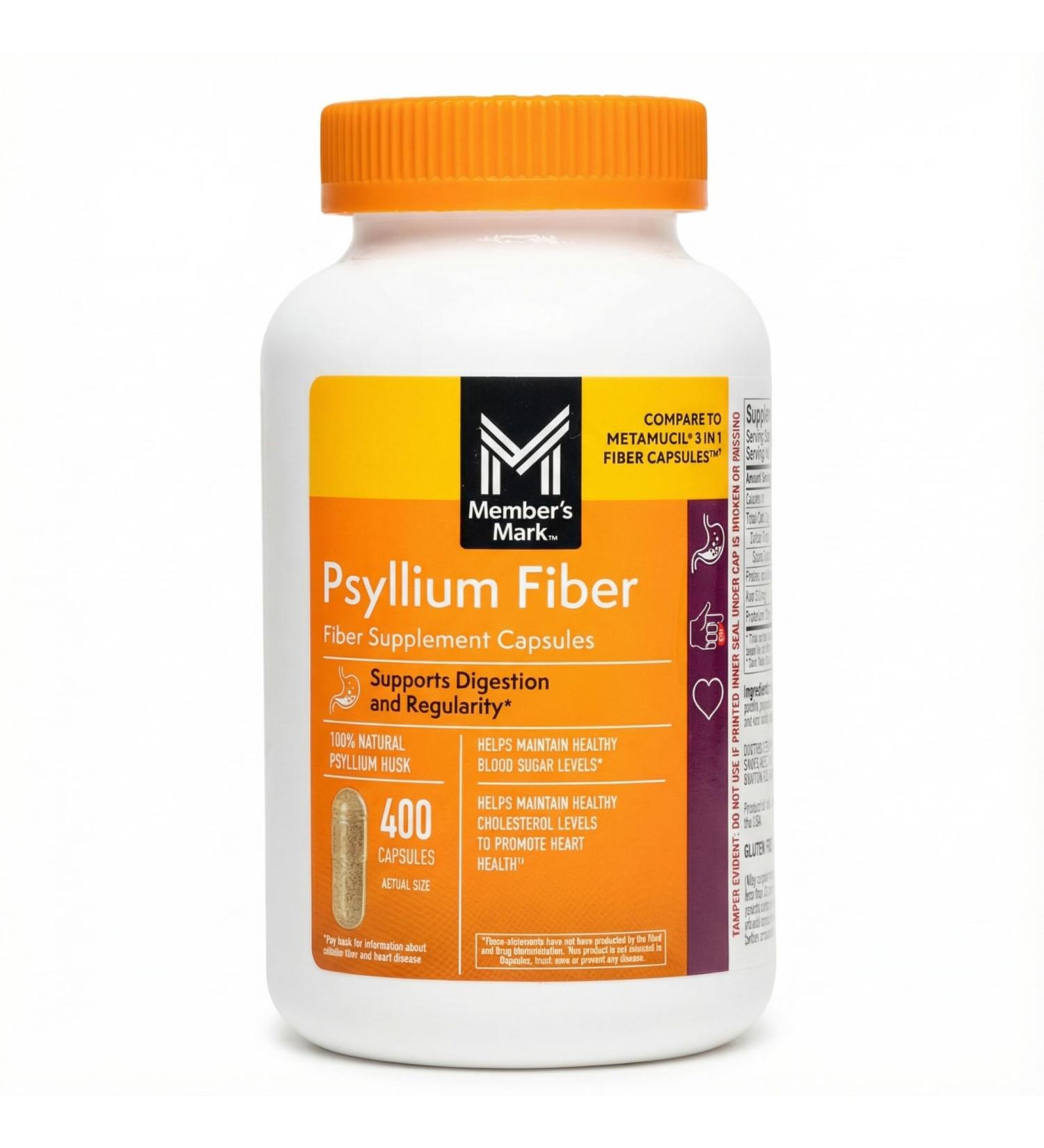 Psyllium Husk Fiber Capsules 400 Count High Fiber Supplement Soluble Daily Capsules for Adults - Buy Online on GoSupps.com