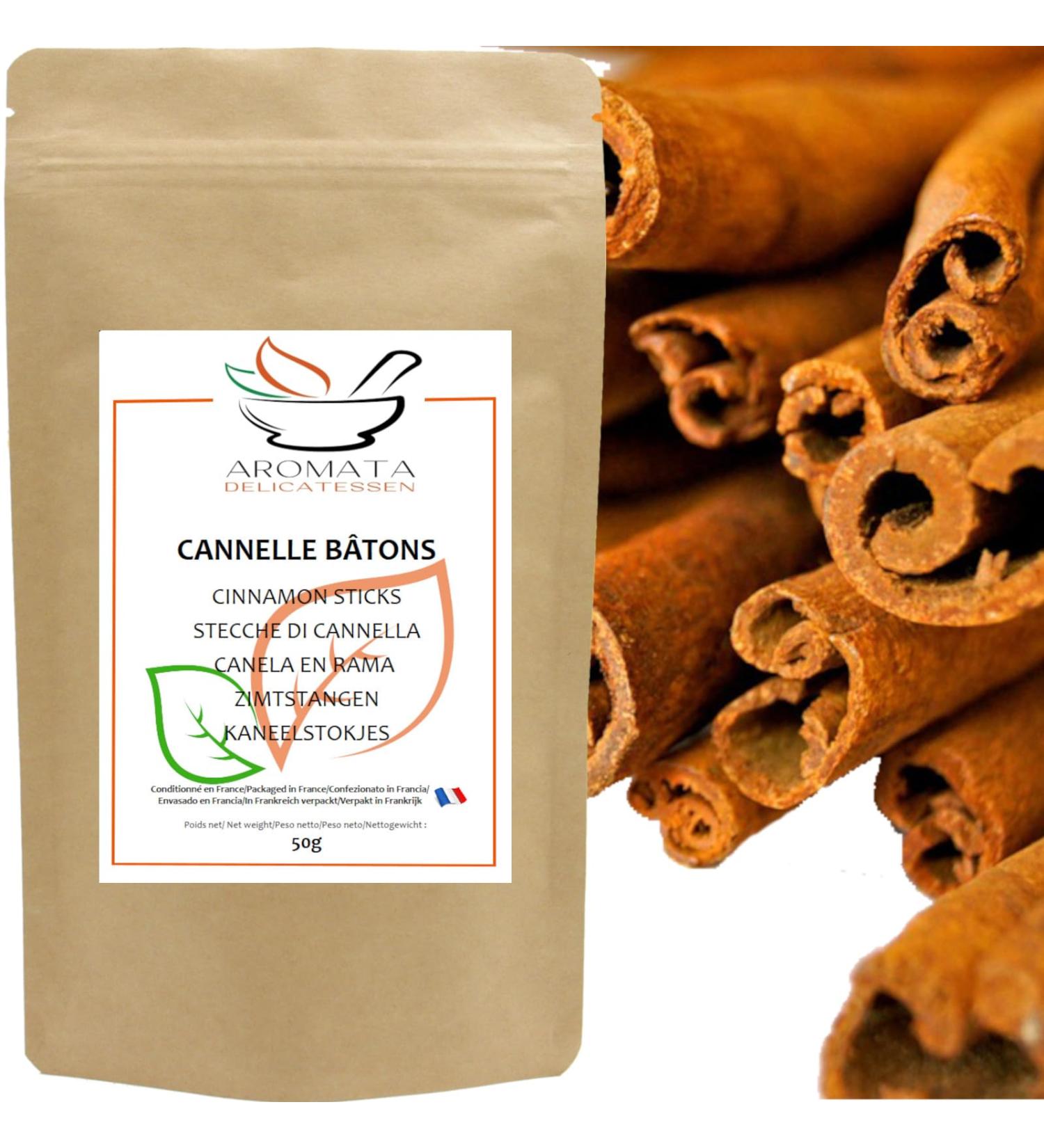 AROMATA - Whole Cinnamon Sticks - 6 to 8 cm - Superior quality - 100% natural -50gr - Buy Online on GoSupps.com