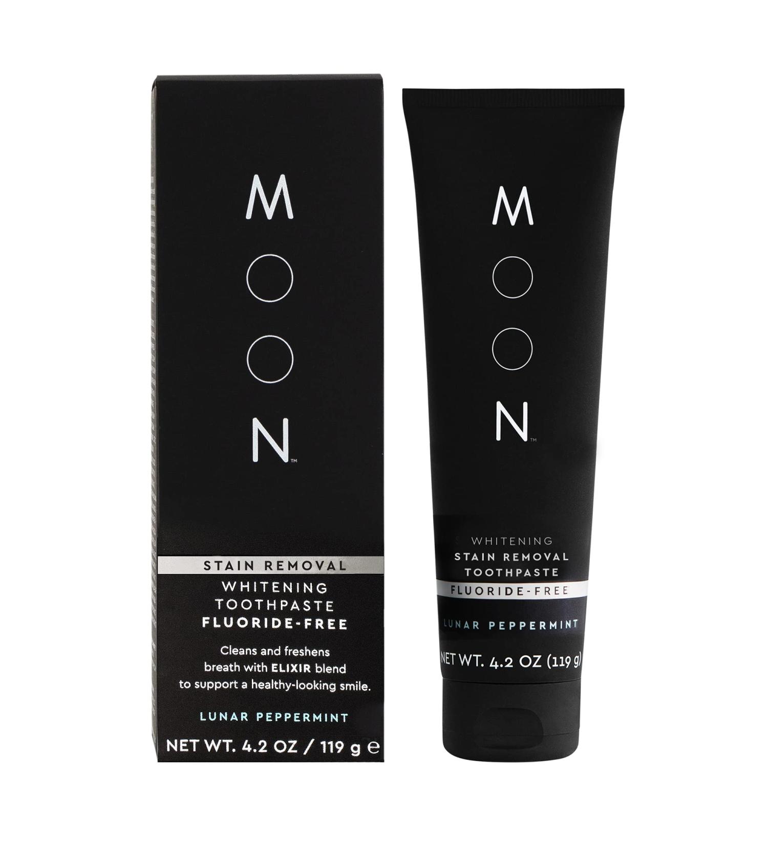 MOON Stain Removal Whitening Toothpaste | Fluoride-Free Lunar Peppermint Flavor | Fresh Breath for Adults | 4.2 oz Pack of 1 - Buy Online on GoSupps.com