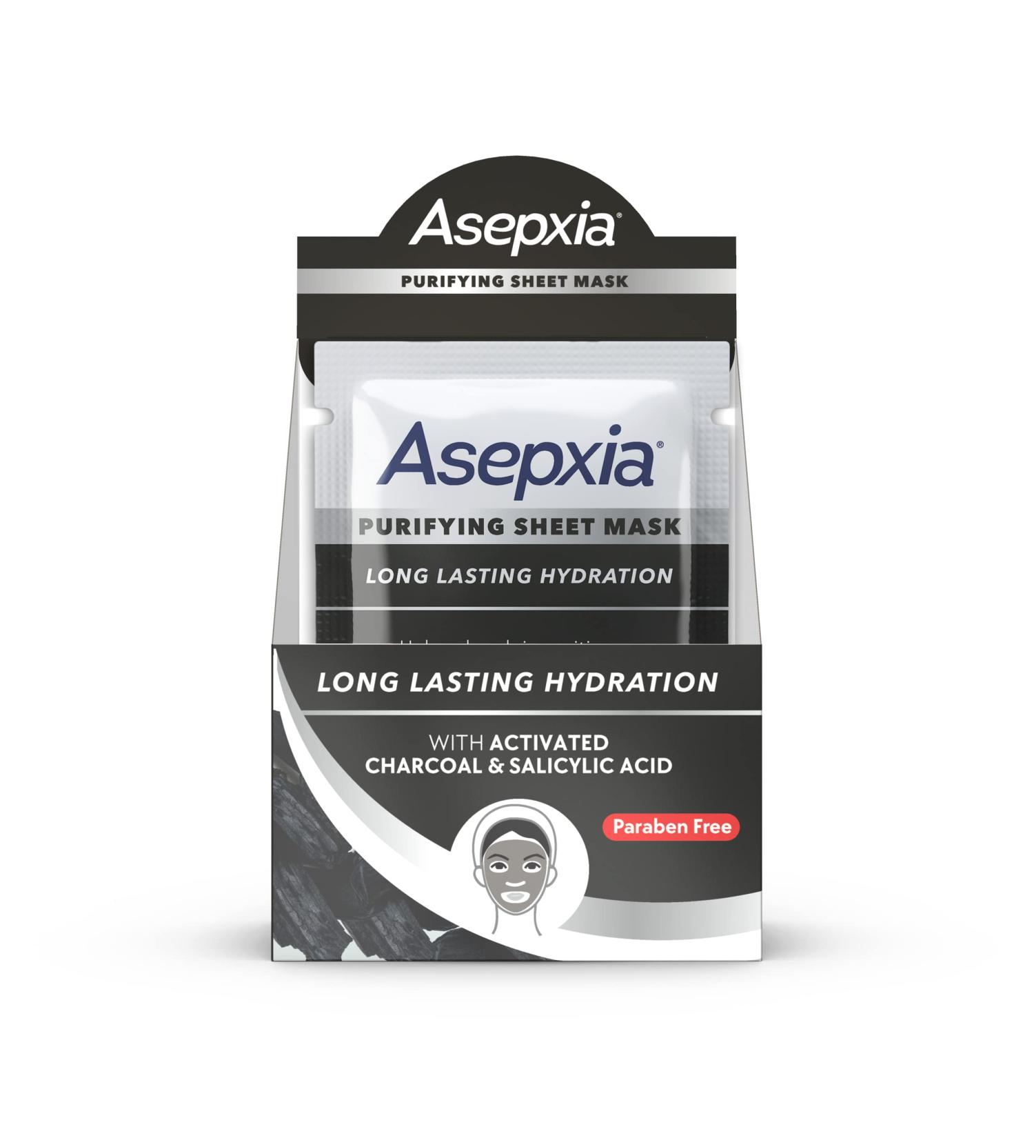 Asepxia Oil-Free Charcoal Facial Sheet Mask - 10 Pack with Salicylic Acid for Acne Control - Buy Online on GoSupps.com