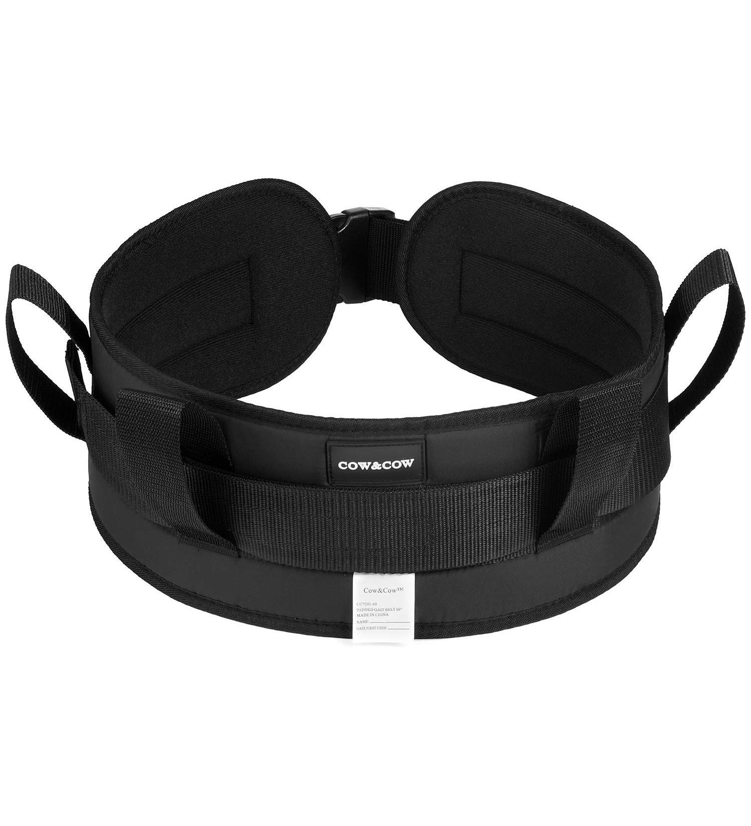 COW&COW Padded Gait Belt with 4 Handles and Quick Release Buckle 5.5 Black Large - L/40-60 - Buy Online on GoSupps.com