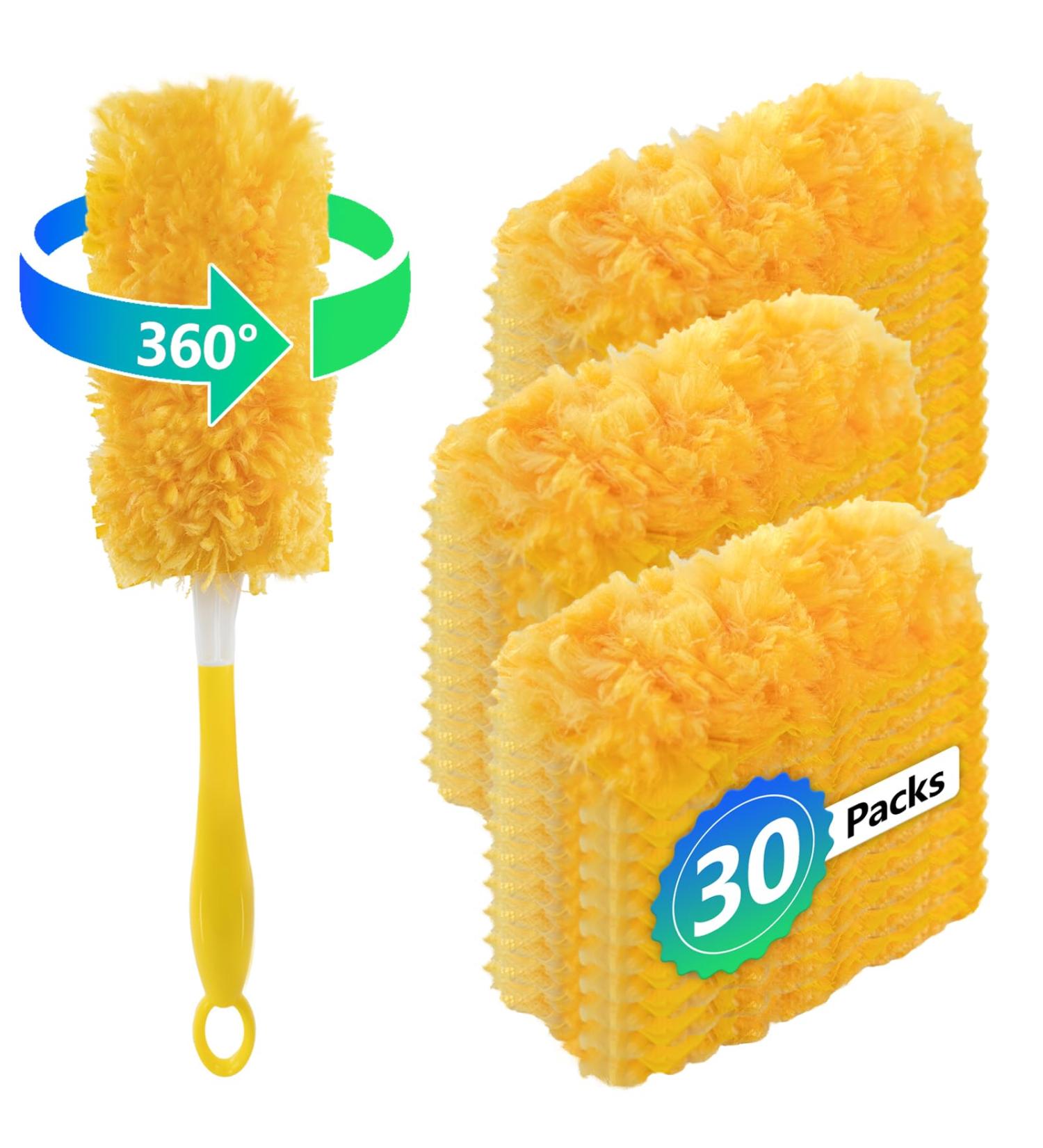 30 Pack Duster Refills 360 Multi-Surface Feather Duster Disposable Dusters Replacement for Cleaning Home Office Blinds Ceiling (30 Count + 1 Handle) - Buy Online on GoSupps.com