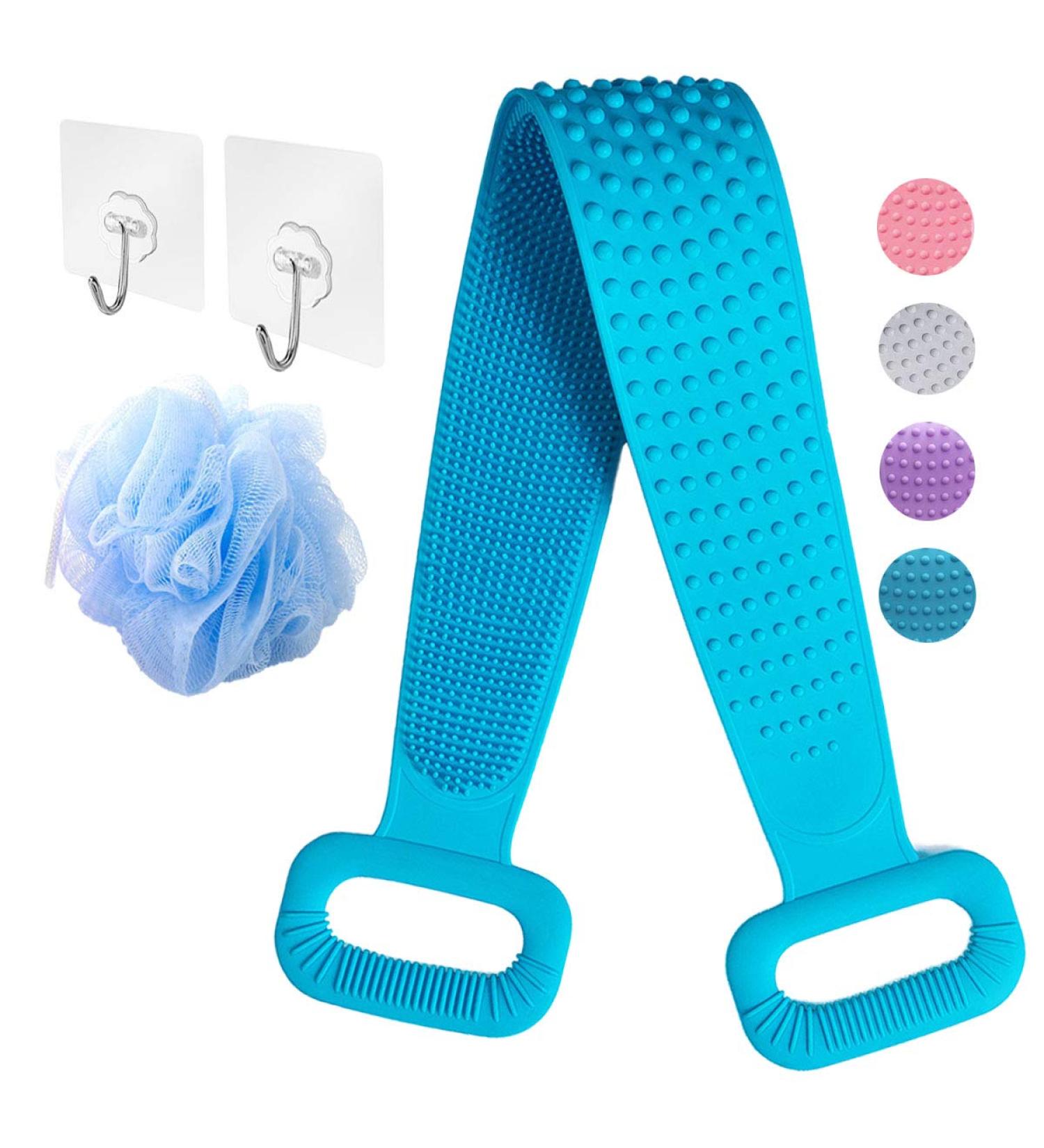 Silicone Body Scrubber for Shower - Exfoliating & Skin Friendly - Blue - Buy Online on GoSupps.com