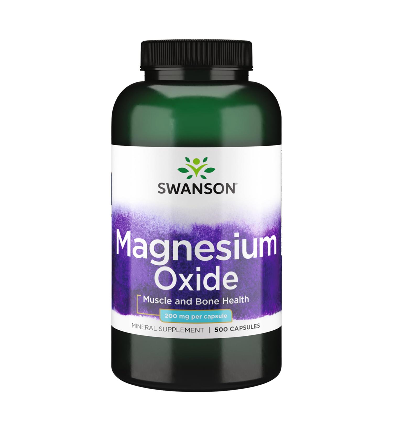 Swanson Magnesium Bone & Muscle Health Support 200 Milligrams (2 Caps per 400 mg Serving Magnesium Oxide) 500 Capsules - Buy Online on GoSupps.com