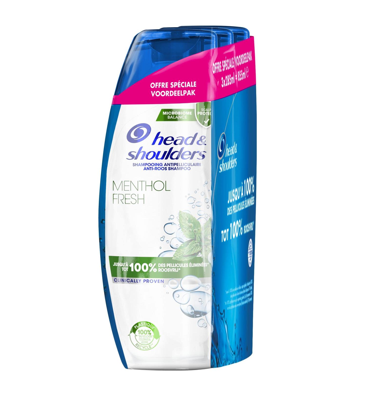 Head & Shoulders Menthol Fresh Anti-Dandruff Shampoo Up to 100% Dandruff Control Clinically Proven Dermatologically Tested 3x285 ml - Buy Online on GoSupps.com