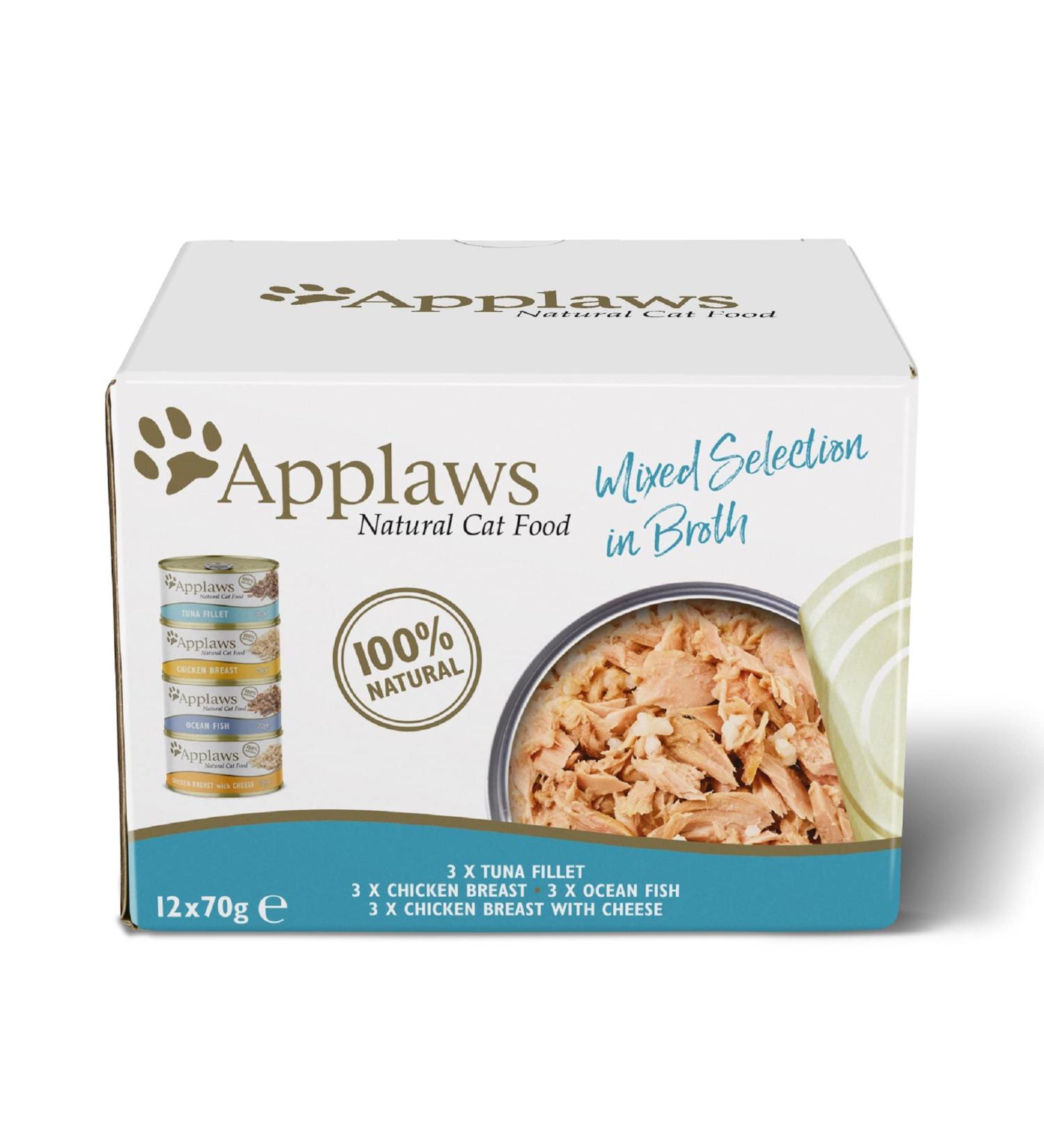 Applaws Premium Natural Cat Food - Fish & Chicken in Broth 12x70g | Healthy Gourmet Meal for Cats - Buy Online on GoSupps.com