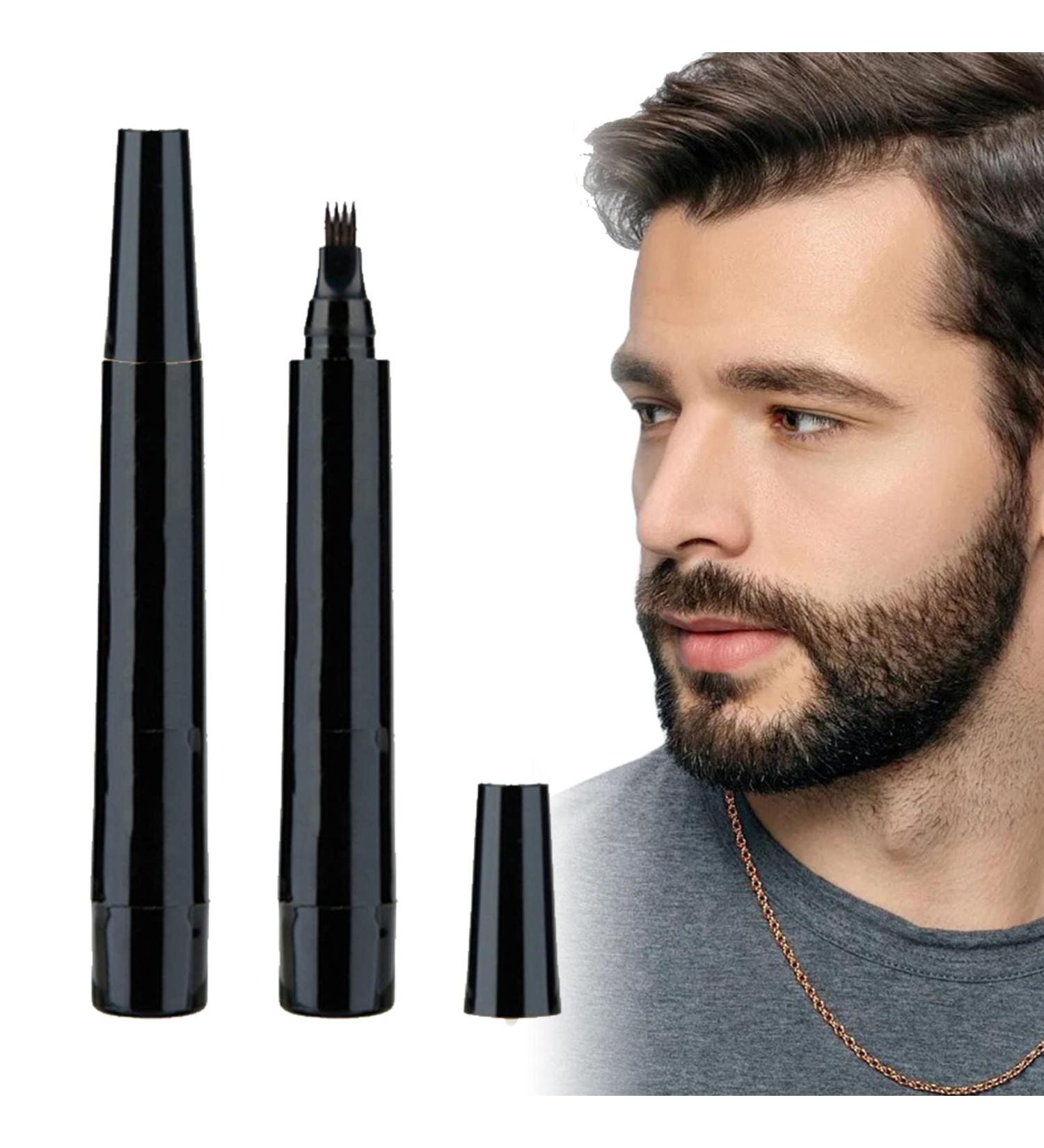 Beard Pen 2Pcs - Waterproof & Sweatproof Men's Beard Pencil Filler for Shaping & Enhancing - Define & Sharpen Hair, Beard, Mustache & Eyebrows (Black) - Buy Online on GoSupps.com