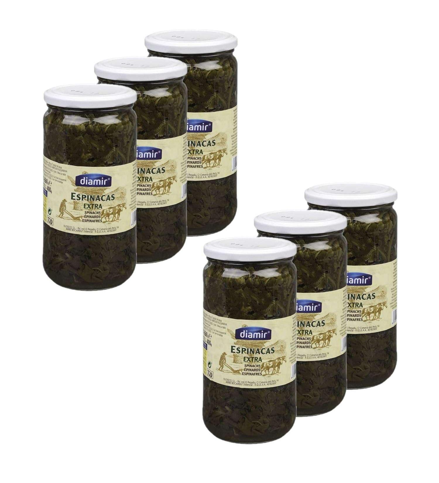 Lot 6x Natural Spinach - 660g jar