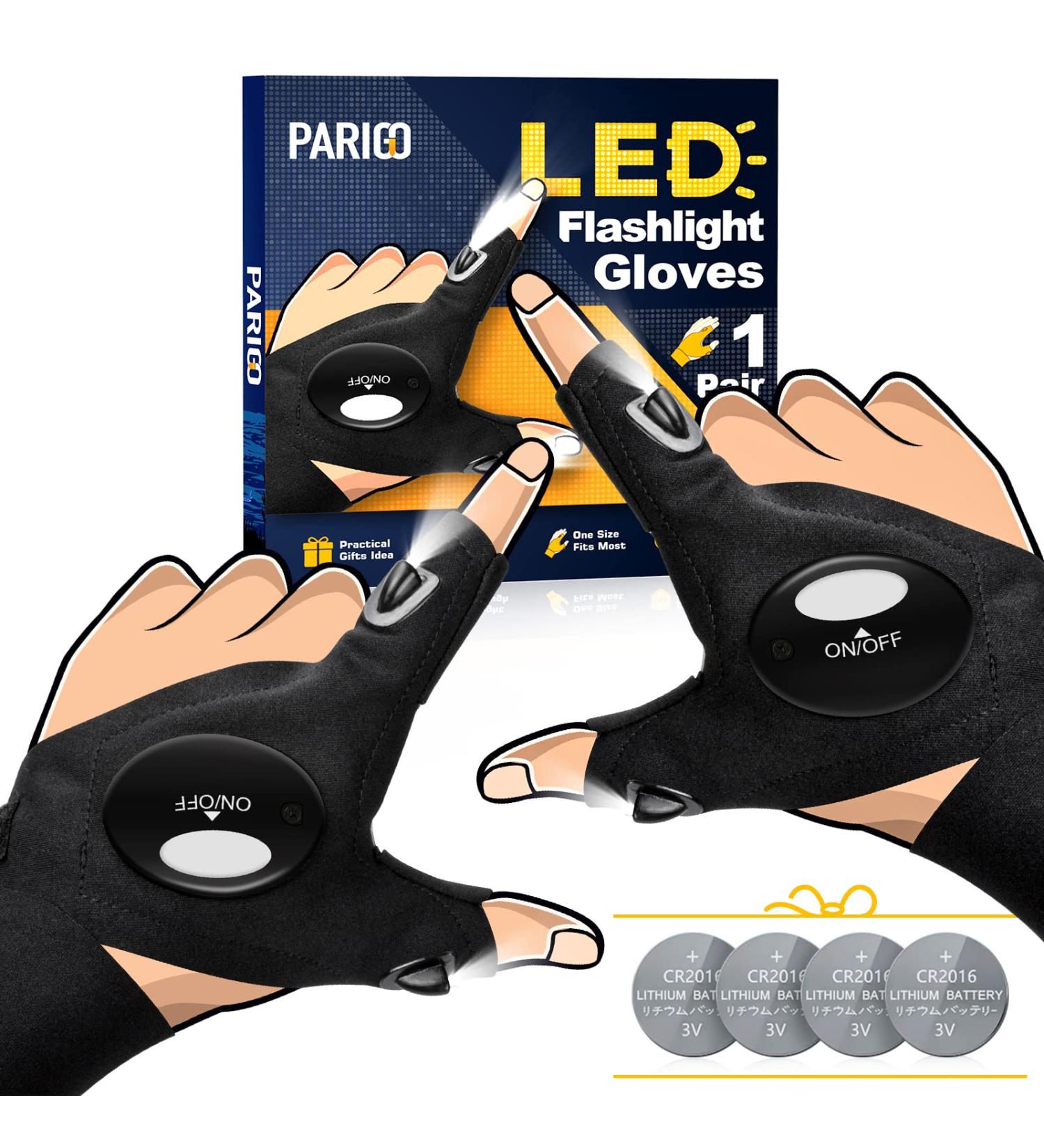 LED Flashlight Gloves for Men - Gifts for Dad, Boyfriend, Husband - Perfect for Fathers Day, Birthdays - Cool Gadgets for Mechanic, Car Guy - Unique Camping, Fishing, Hunting Gift - Black - Buy Online on GoSupps.com