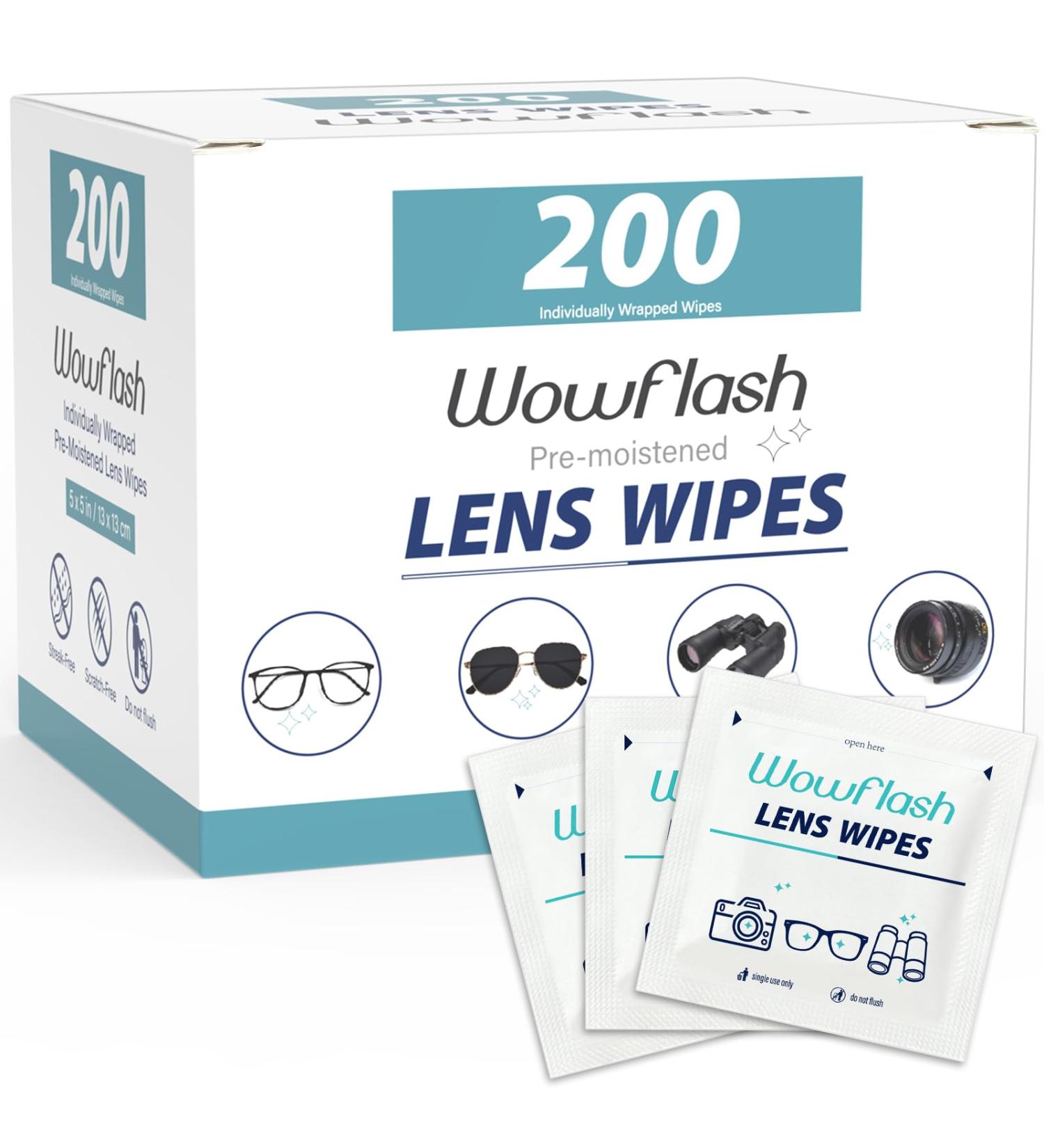 200 Count Lens Wipes | Pre-Moistened Eyeglass Cleaner | Scratch-Free Streak-Free Optics Wipes for Sunglasses & Cameras - Buy Online on GoSupps.com
