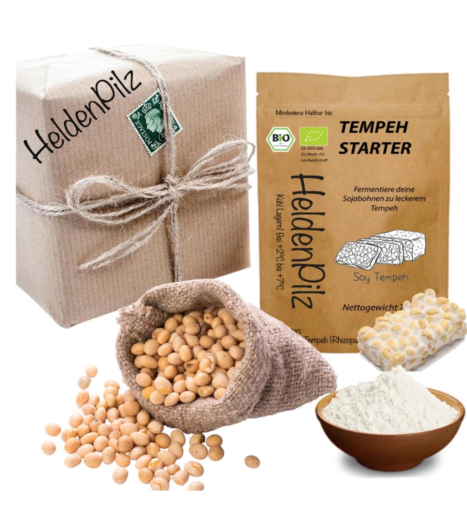 Buy Tempeh Starter Set - 1KG Peeled Soybeans (Rhizopus Oligosporus) - Make Up to 75KG of Homemade Tempeh - Worldwide Shipping - Buy Online on GoSupps.com