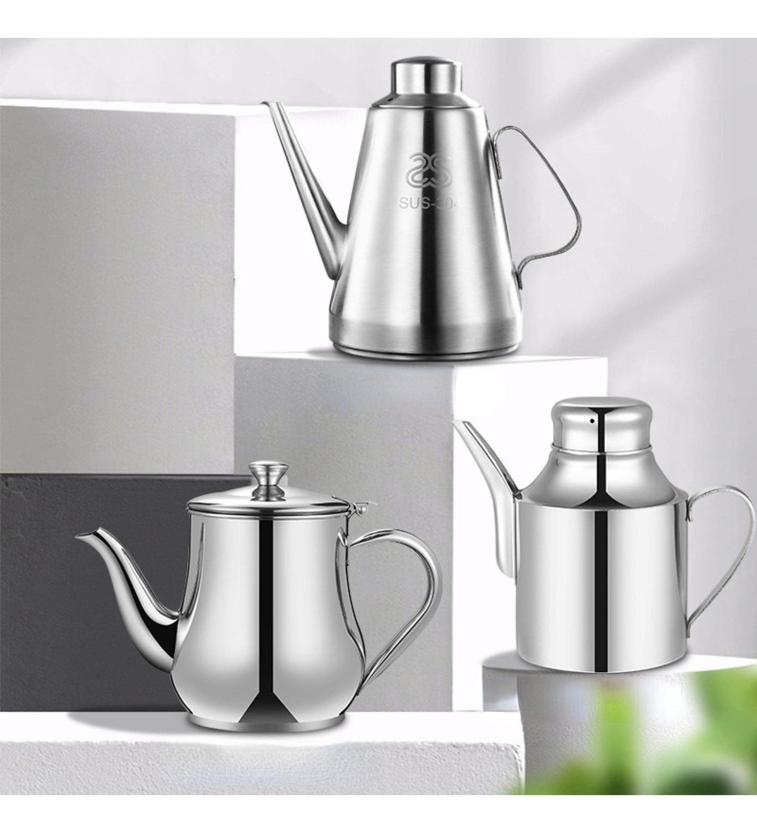 304 Stainless Steel Oiler European-Style dust-Proof Insect-Proof Leak-Proof Oil Controlling Bottle Kitchen Bottles for Soy Sauce and Vinegar Spice jar Large Capacity 201kettle(capacity18oz)