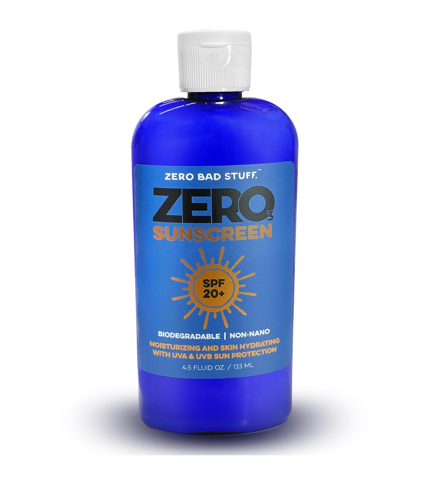 ZERO Natural Sunscreen SPF20 - Coral Reef Friendly 100% Natural Ingredients UVA/UVB Protection for Sports & Daily Use - 4.5oz - Buy Online on GoSupps.com