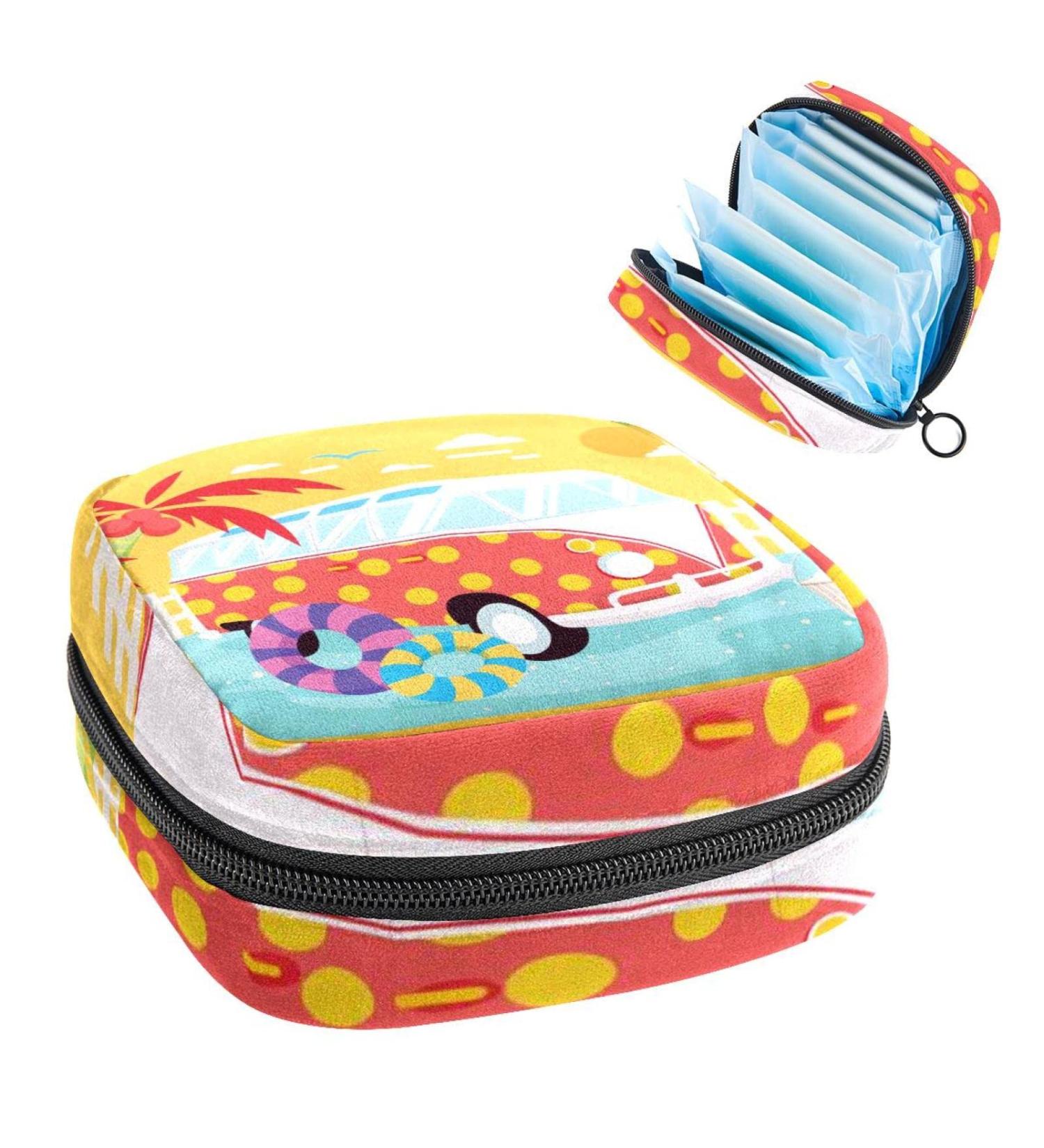 Buy Women's Bonds Storage Pockets - Stillpad Keeper Coconut Tree Yellow Pattern Portable Period Kit | Stylish Feminine Product Bag for Girls - Buy Online on GoSupps.com