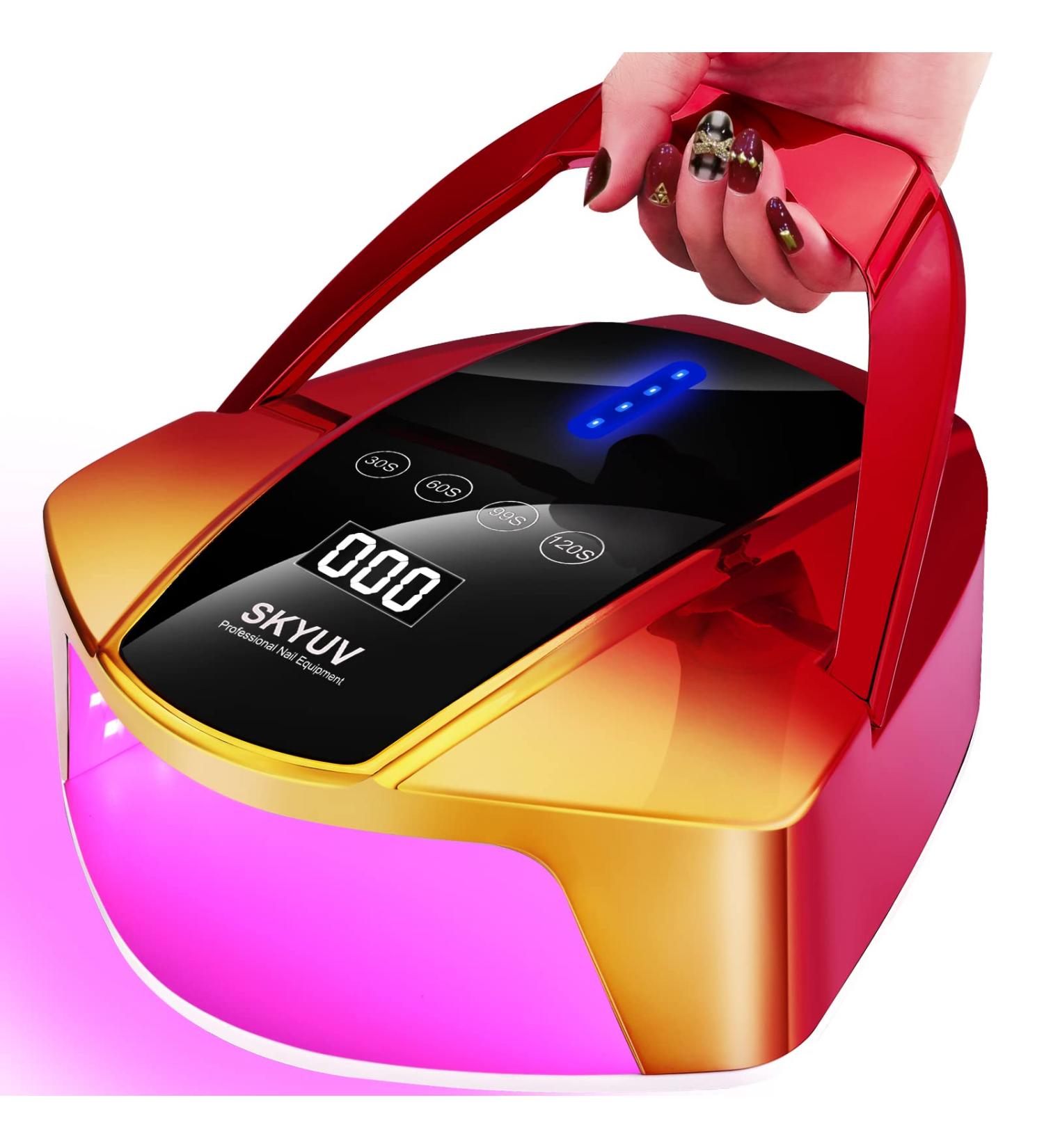 SKYUV 96W Rechargeable Cordless UV LED Nail Lamp with Portable Handle - Professional Gel Nail Dryer with 48pcs Red-Light Beads - Buy Online on GoSupps.com