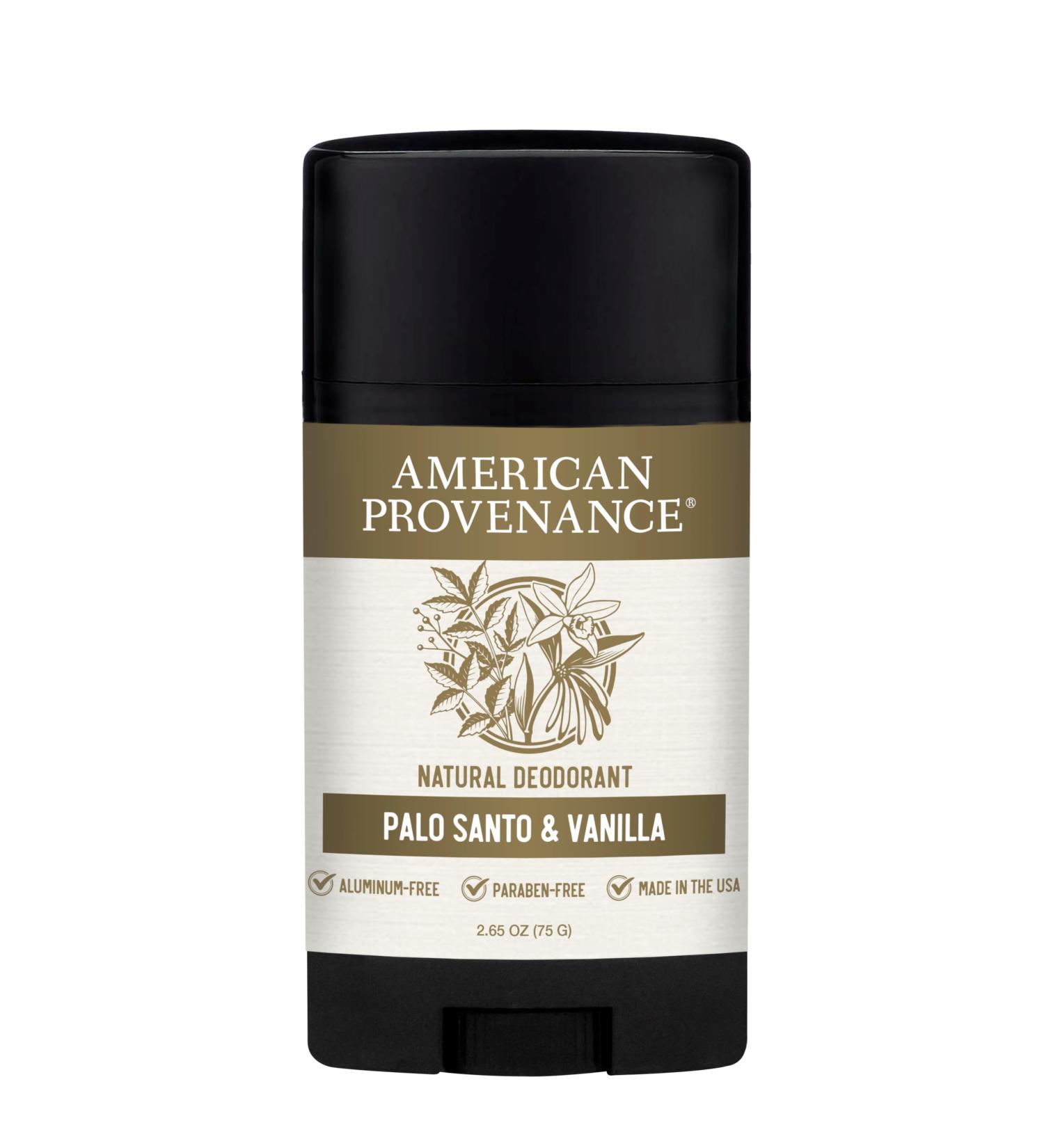 American Provenance Aluminum Free Natural Deodorant For Women and Men - Palo Santo and Vanilla - 24 Hour Odor Protection Cruelty Free - Made in the USA (1 pack) - Buy Online on GoSupps.com