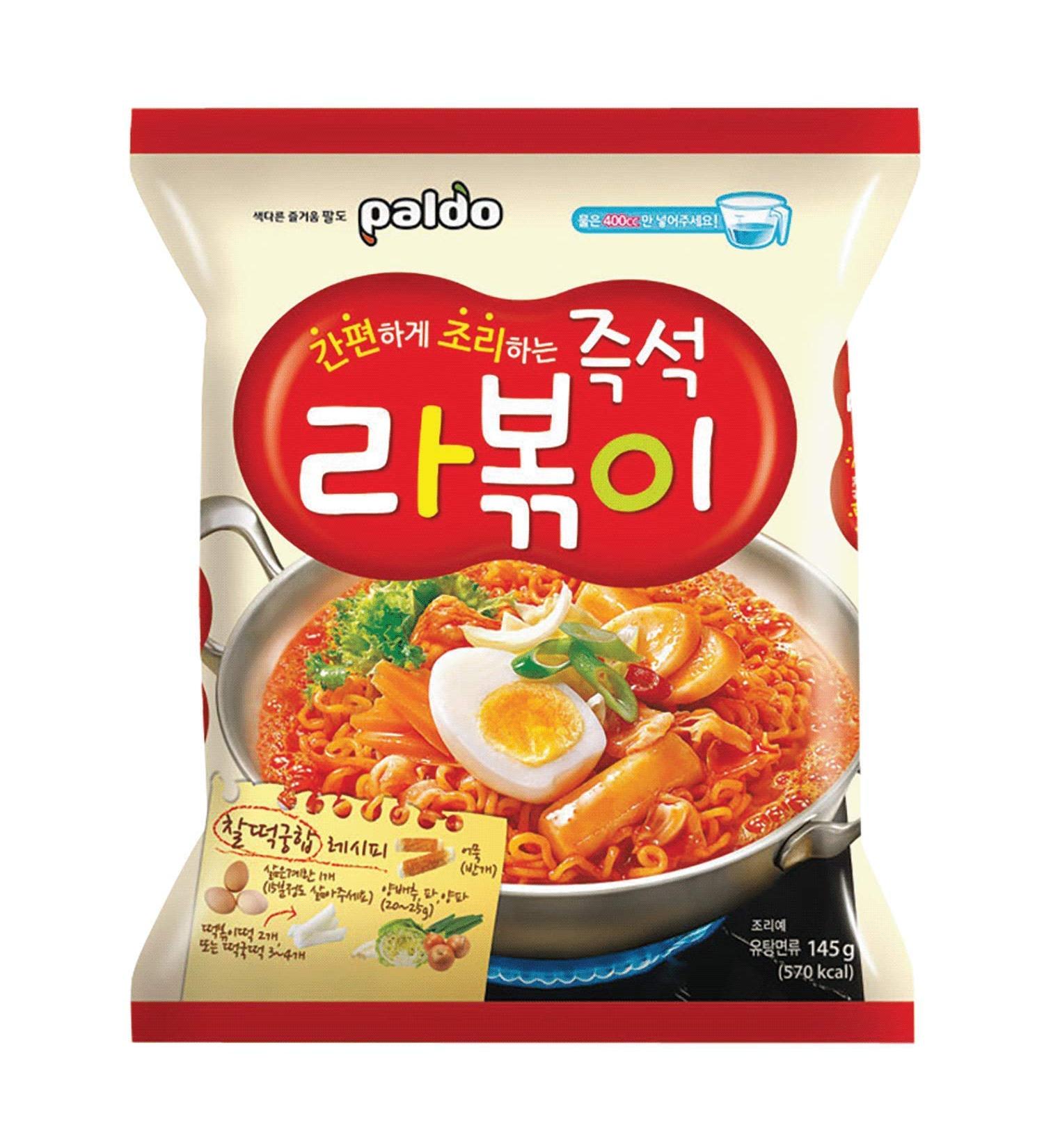 Paldo Korean Noodle Stirfried Rice Cake with Ramen Noodles 145g, Pack of 4 - 20.32 Ounce - Buy Online on GoSupps.com