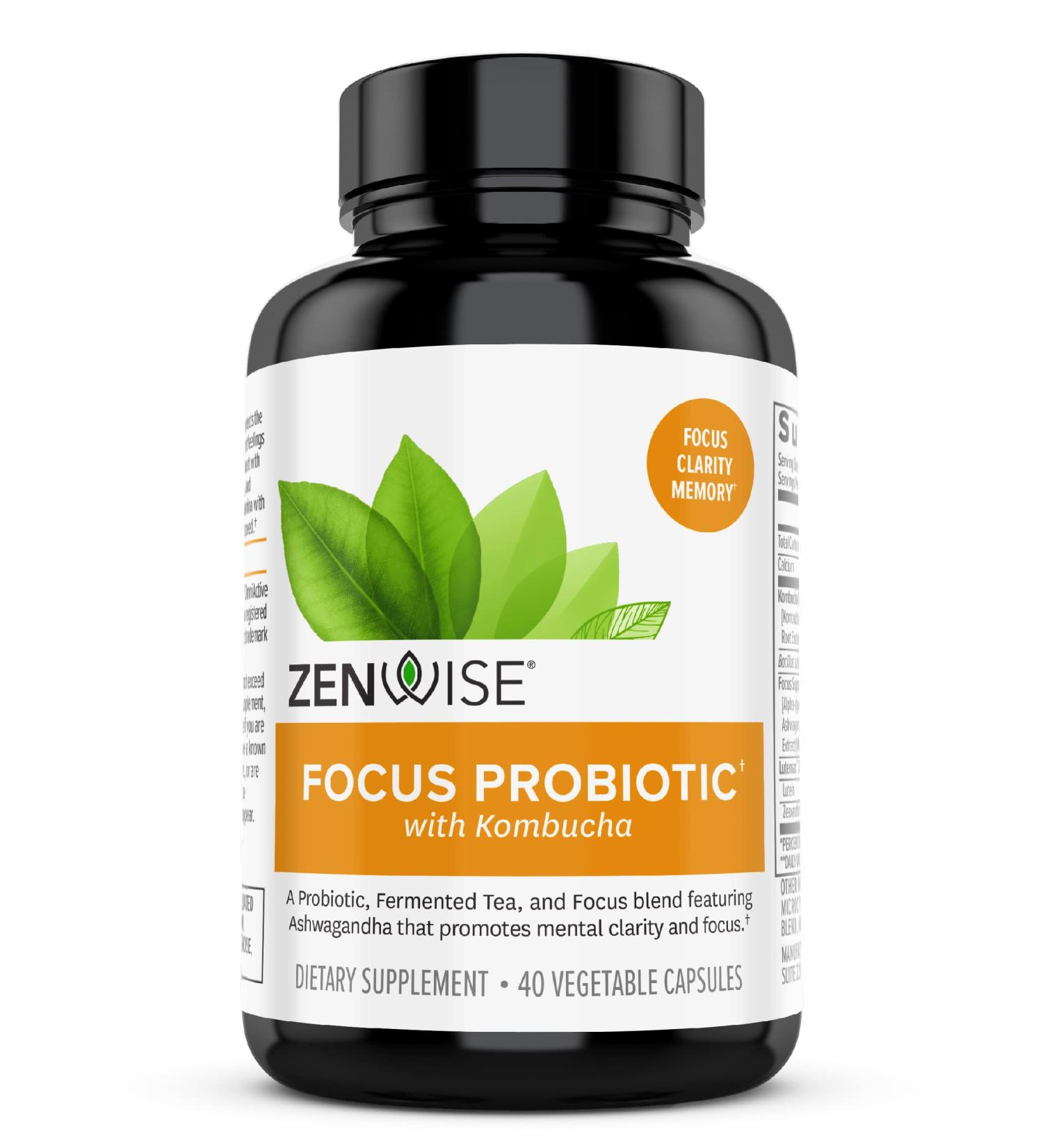 Zenwise Health Probiotic + Kombucha Focus â€“ 40 Veg Capsules for Digestive Wellness - Buy Online on GoSupps.com